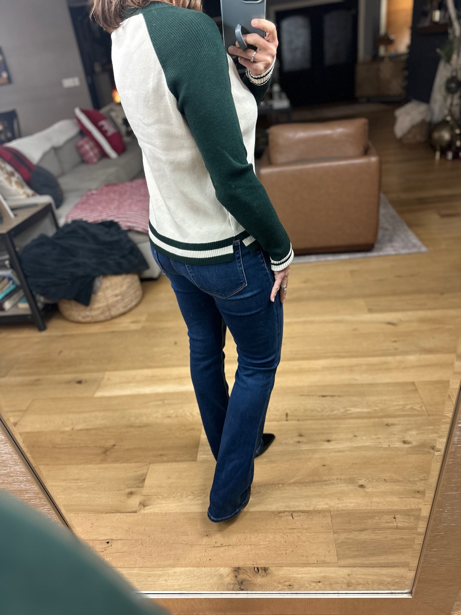 Stick With You Varsity Crewneck Sweater-Sweaters-Skies Are Blue-Anna Kaytes Boutique, Women's Fashion Boutique in Grinnell, Iowa