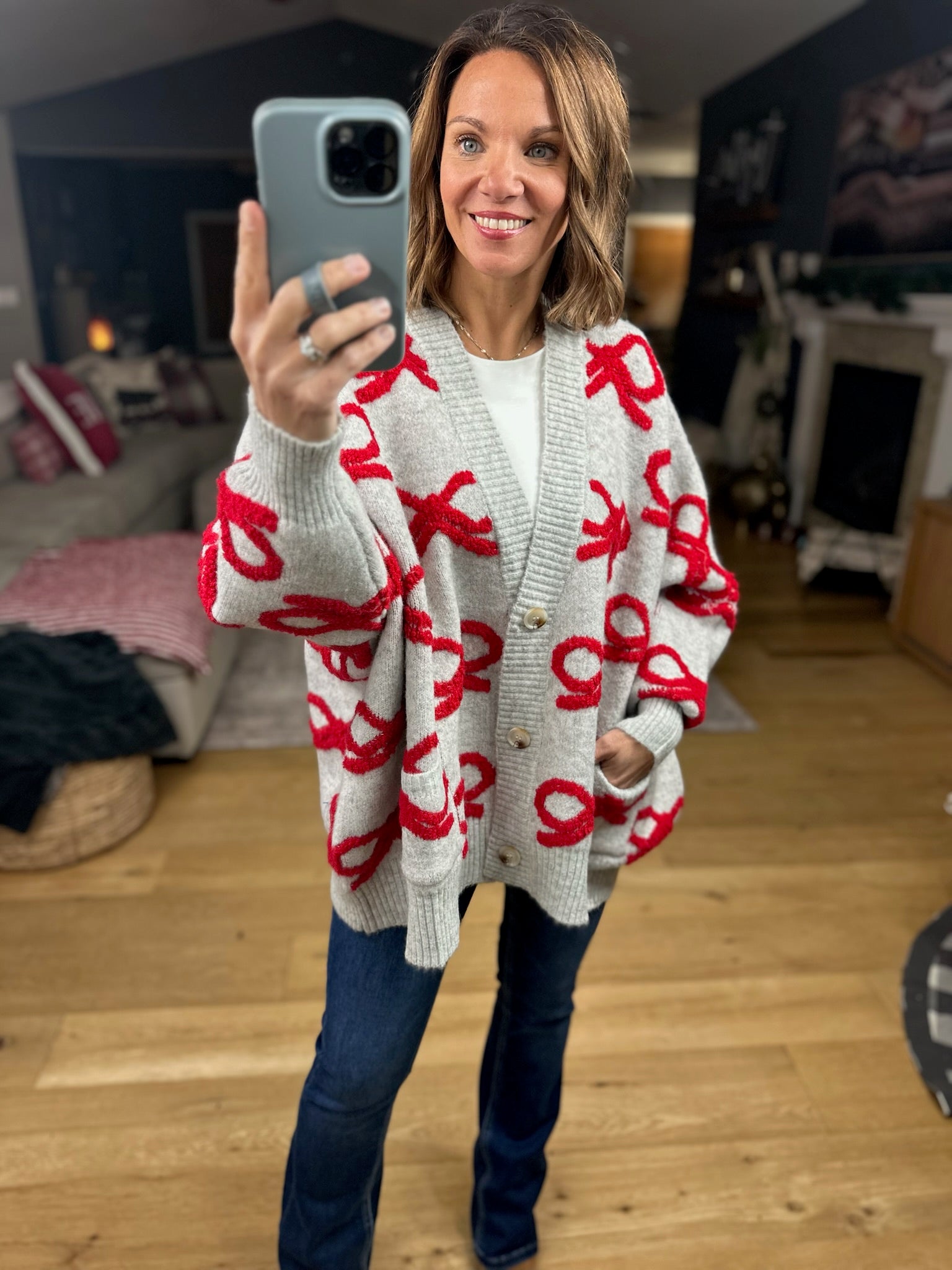 Tied With Love Bow-Detail Cardigan-Sweaters-Bucketlist-Anna Kaytes Boutique, Women's Fashion Boutique in Grinnell, Iowa