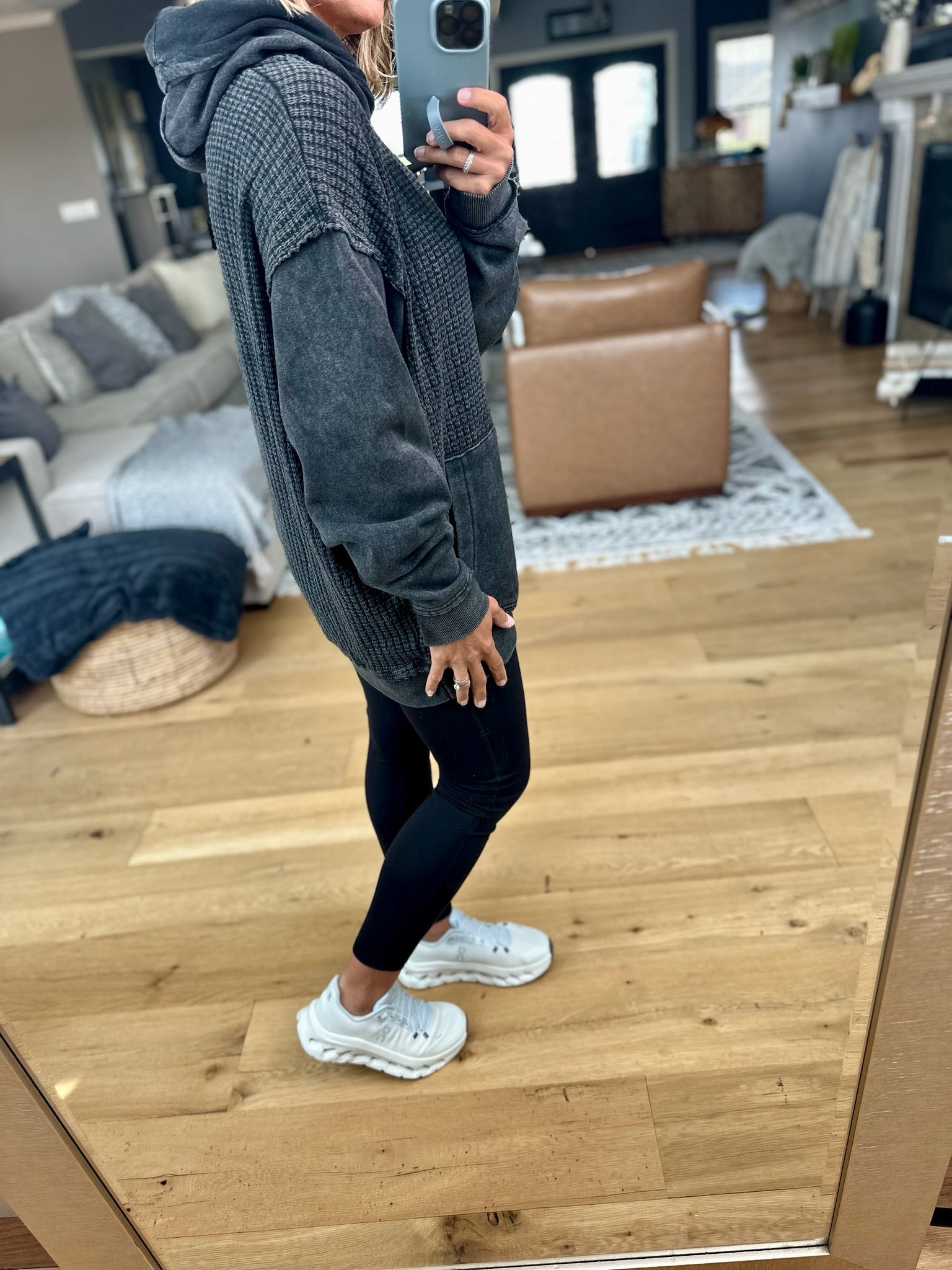 Full Of Fall Textured Vintage Hoodie-Sweaters-Mono B-Anna Kaytes Boutique, Women's Fashion Boutique in Grinnell, Iowa