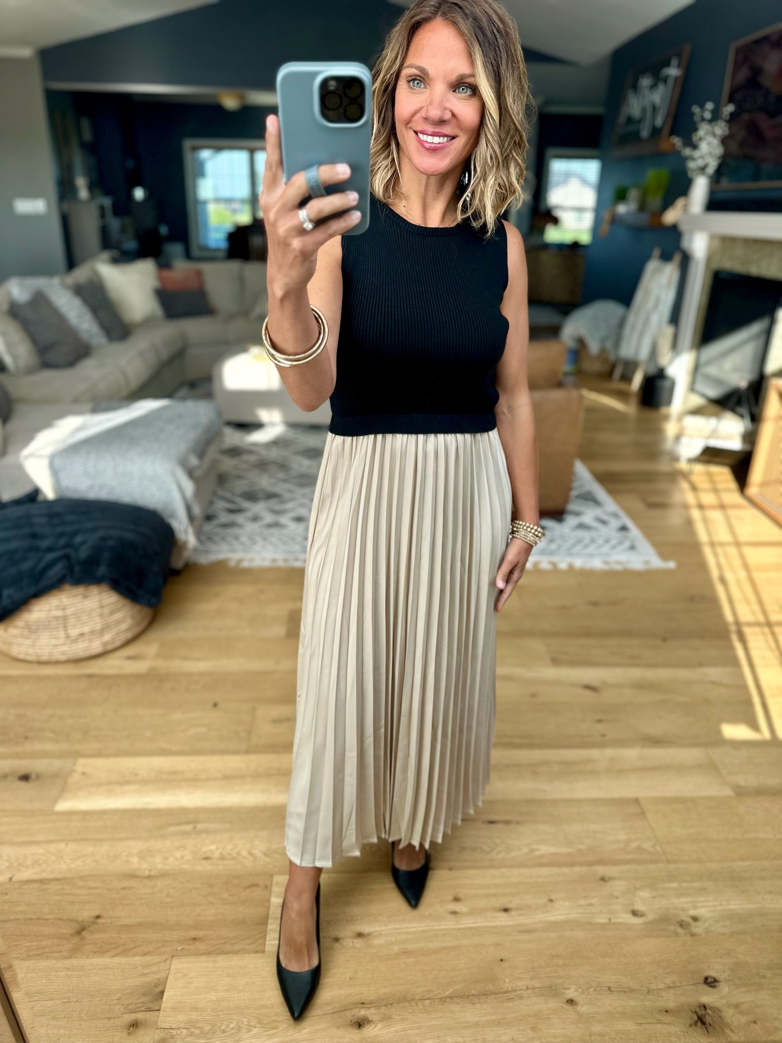 **The Power Of Chic Pleated Midi Dress-Wishlist-Anna Kaytes Boutique, Women's Fashion Boutique in Grinnell, Iowa