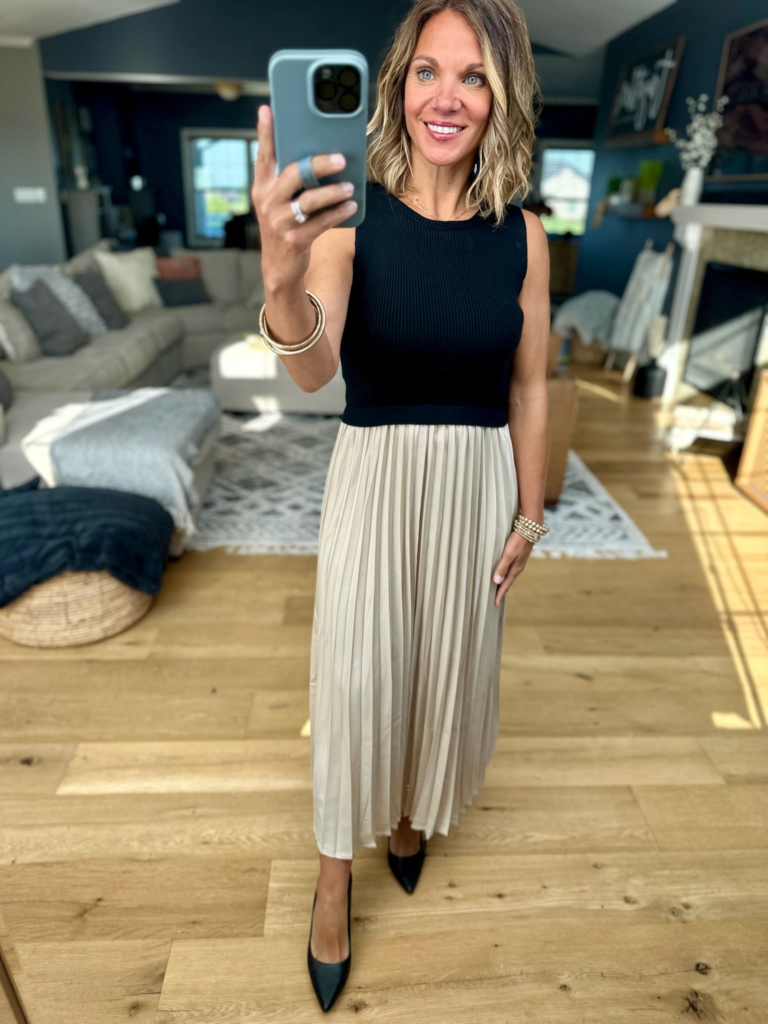 **The Power Of Chic Pleated Midi Dress-Wishlist-Anna Kaytes Boutique, Women's Fashion Boutique in Grinnell, Iowa