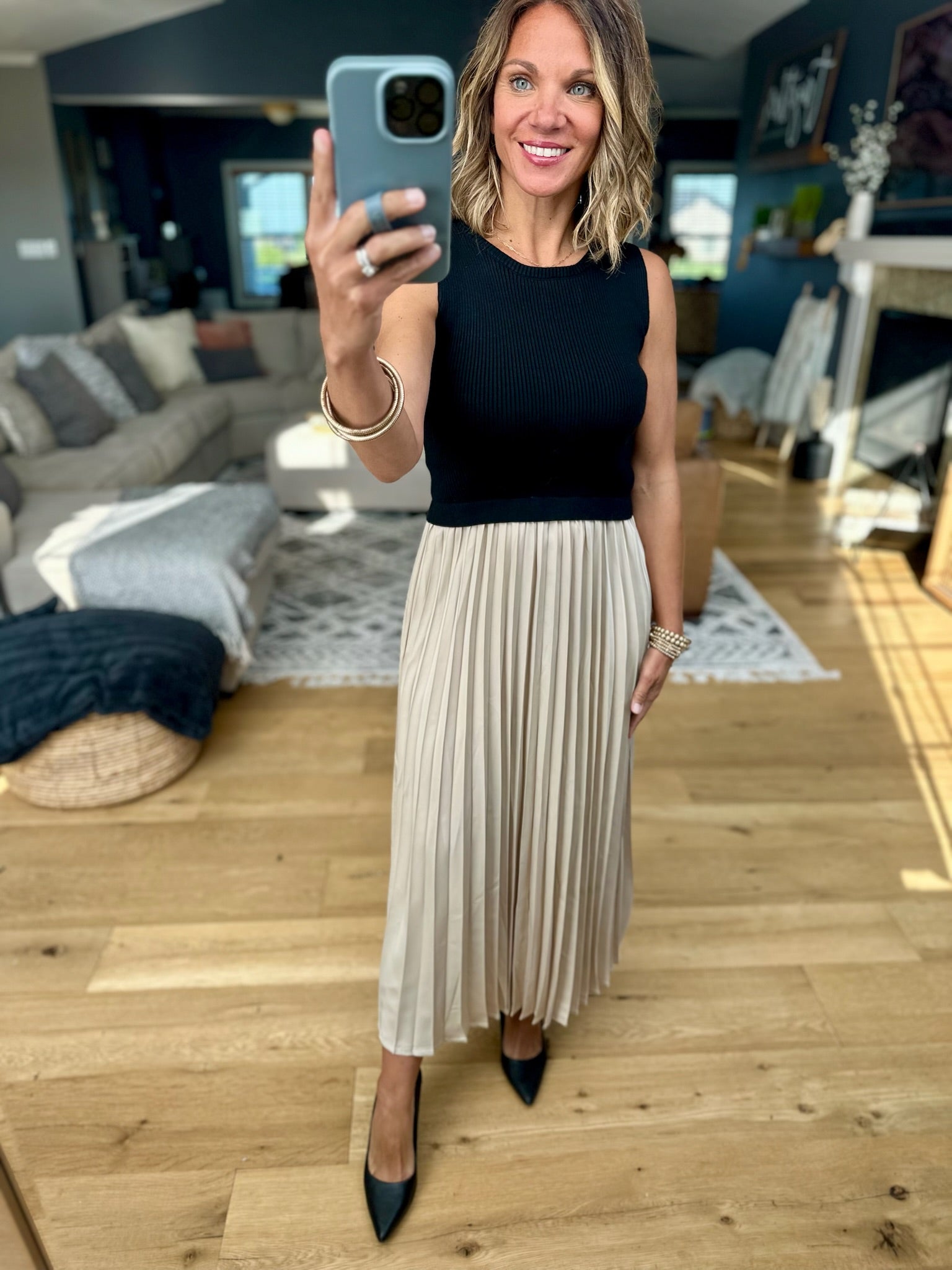 **The Power Of Chic Pleated Midi Dress-Wishlist-Anna Kaytes Boutique, Women's Fashion Boutique in Grinnell, Iowa