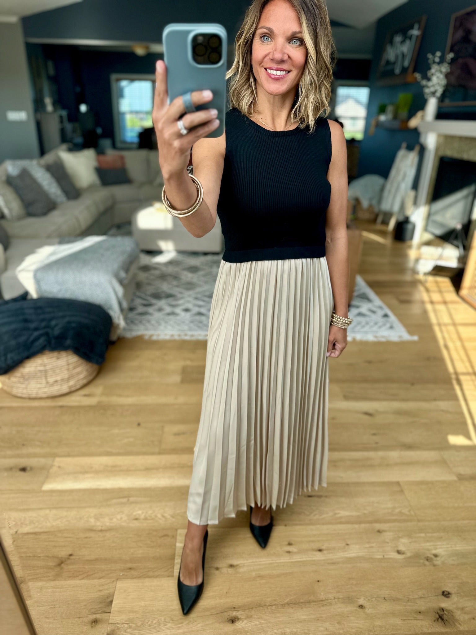 **The Power Of Chic Pleated Midi Dress-Wishlist-Anna Kaytes Boutique, Women's Fashion Boutique in Grinnell, Iowa