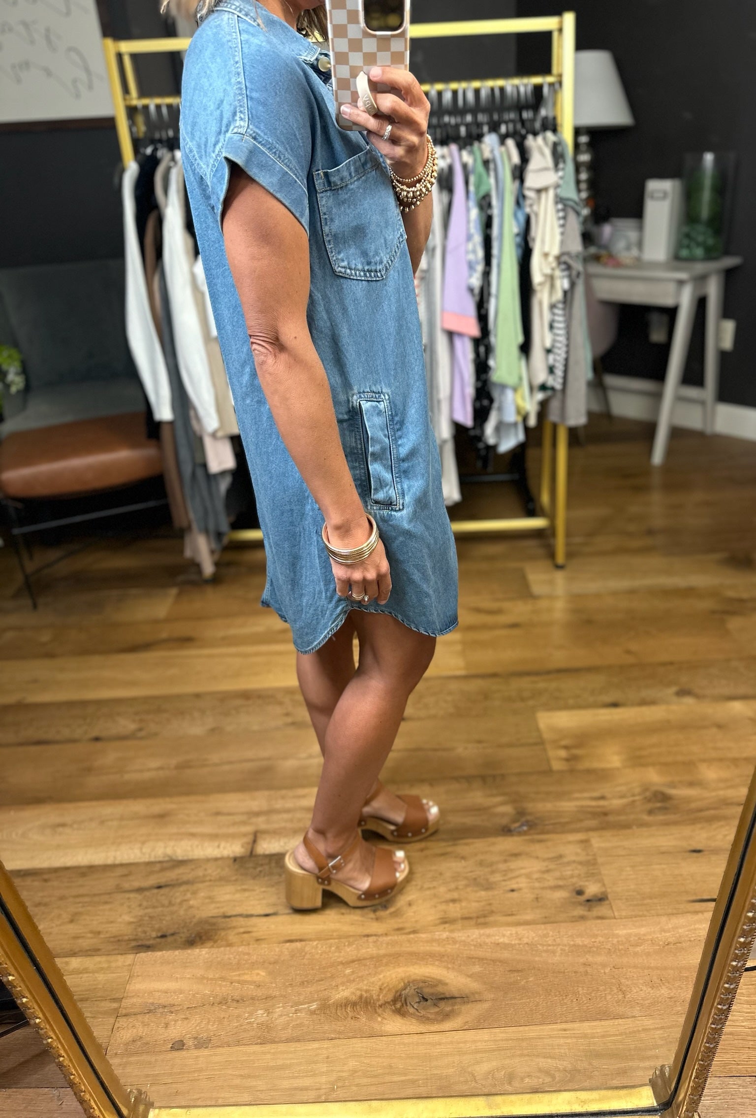 Say No More Button-Down Dress - Denim-Blu Pepper-Anna Kaytes Boutique, Women's Fashion Boutique in Grinnell, Iowa