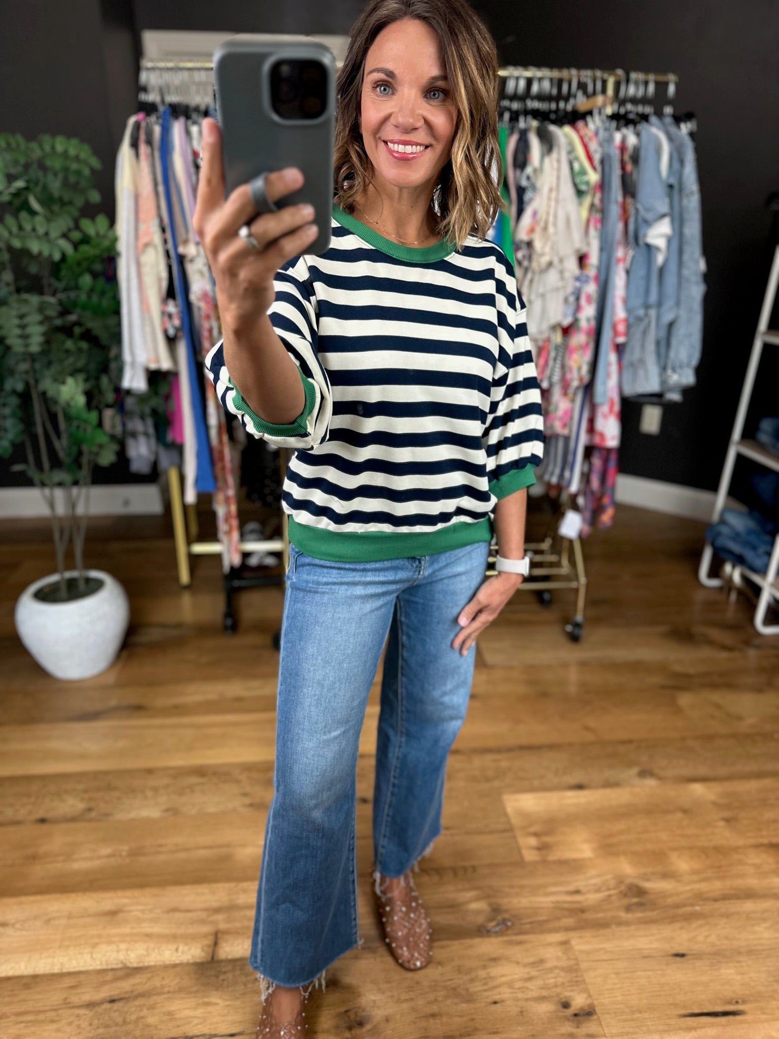 The Right Move Striped Top-Short Sleeves-Glam-Anna Kaytes Boutique, Women's Fashion Boutique in Grinnell, Iowa