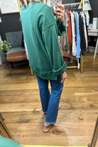 Going For It V-Neck Collared Pullover - Hunter Green-Entro-Anna Kaytes Boutique, Women's Fashion Boutique in Grinnell, Iowa