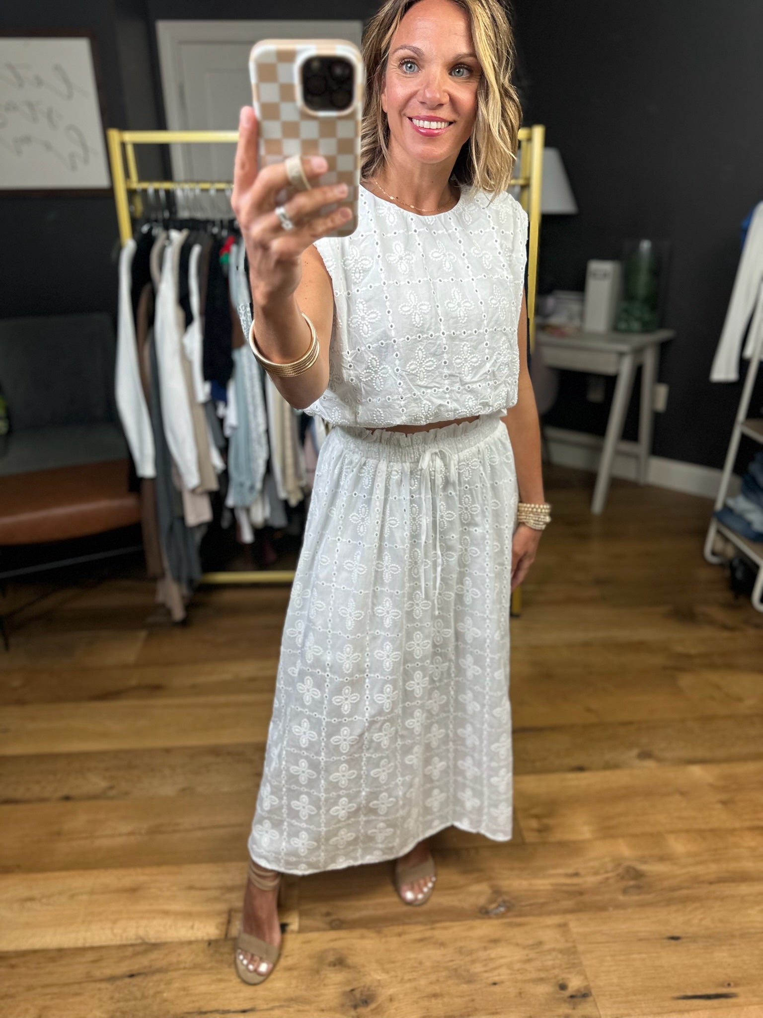 Dancing Through Life Bubble-Hem Top + Midi Skirt Set - White-Blu Pepper-Anna Kaytes Boutique, Women's Fashion Boutique in Grinnell, Iowa