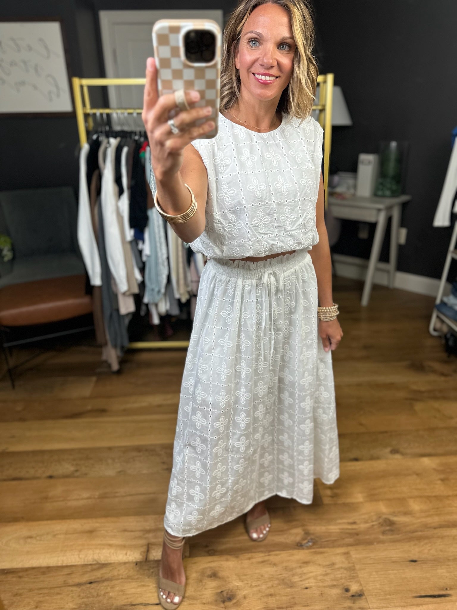 Dancing Through Life Bubble-Hem Top + Midi Skirt Set - White-Blu Pepper-Anna Kaytes Boutique, Women's Fashion Boutique in Grinnell, Iowa