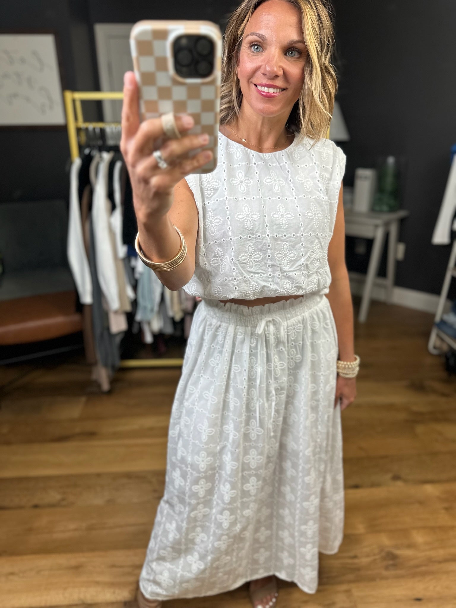 Dancing Through Life Bubble-Hem Top + Midi Skirt Set - White-Blu Pepper-Anna Kaytes Boutique, Women's Fashion Boutique in Grinnell, Iowa