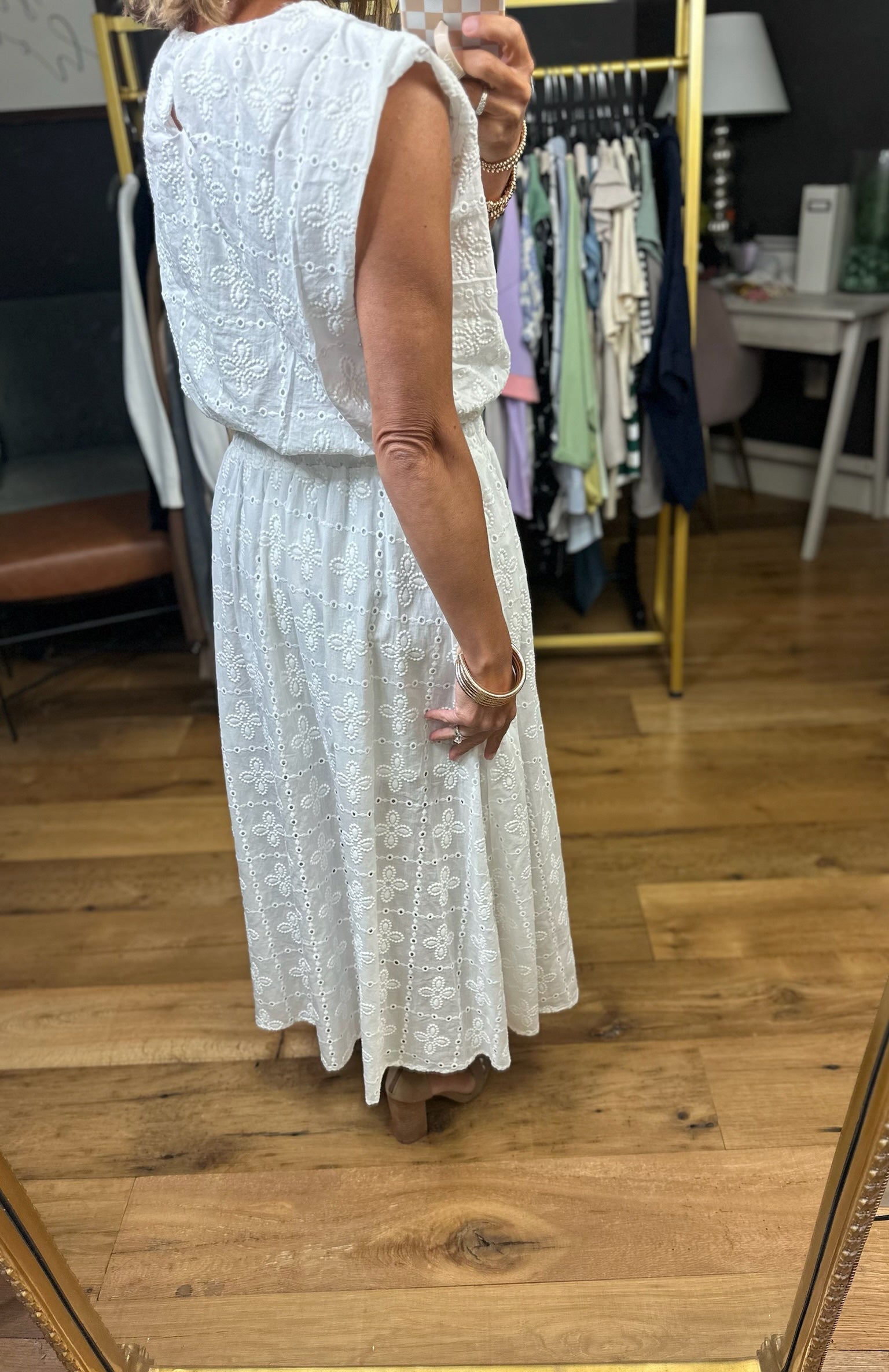 Dancing Through Life Bubble-Hem Top + Midi Skirt Set - White-Blu Pepper-Anna Kaytes Boutique, Women's Fashion Boutique in Grinnell, Iowa