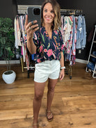 Stepping Away Floral Top-Short Sleeves-THML-Anna Kaytes Boutique, Women's Fashion Boutique in Grinnell, Iowa