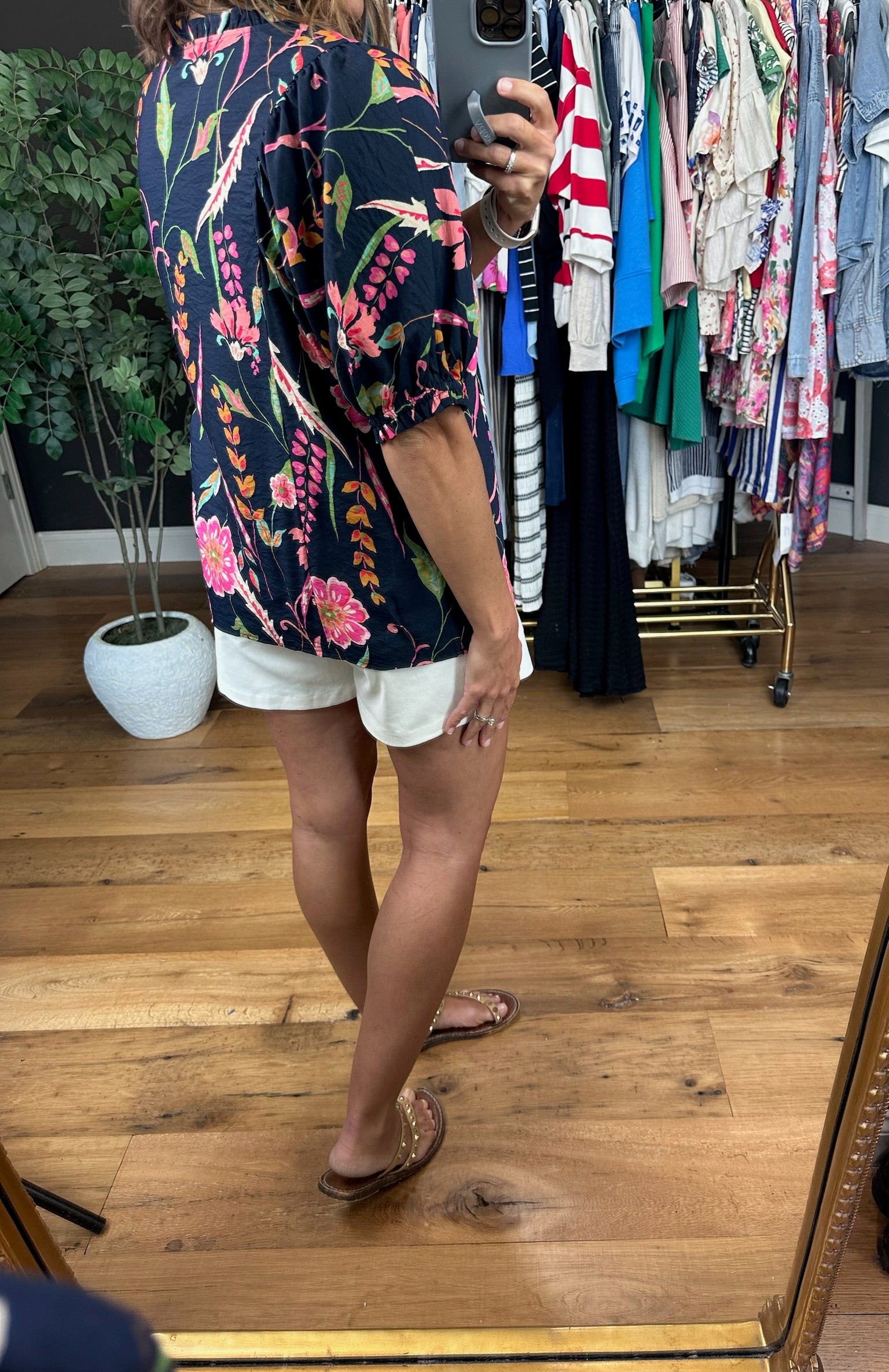 Stepping Away Floral Top-Short Sleeves-THML-Anna Kaytes Boutique, Women's Fashion Boutique in Grinnell, Iowa