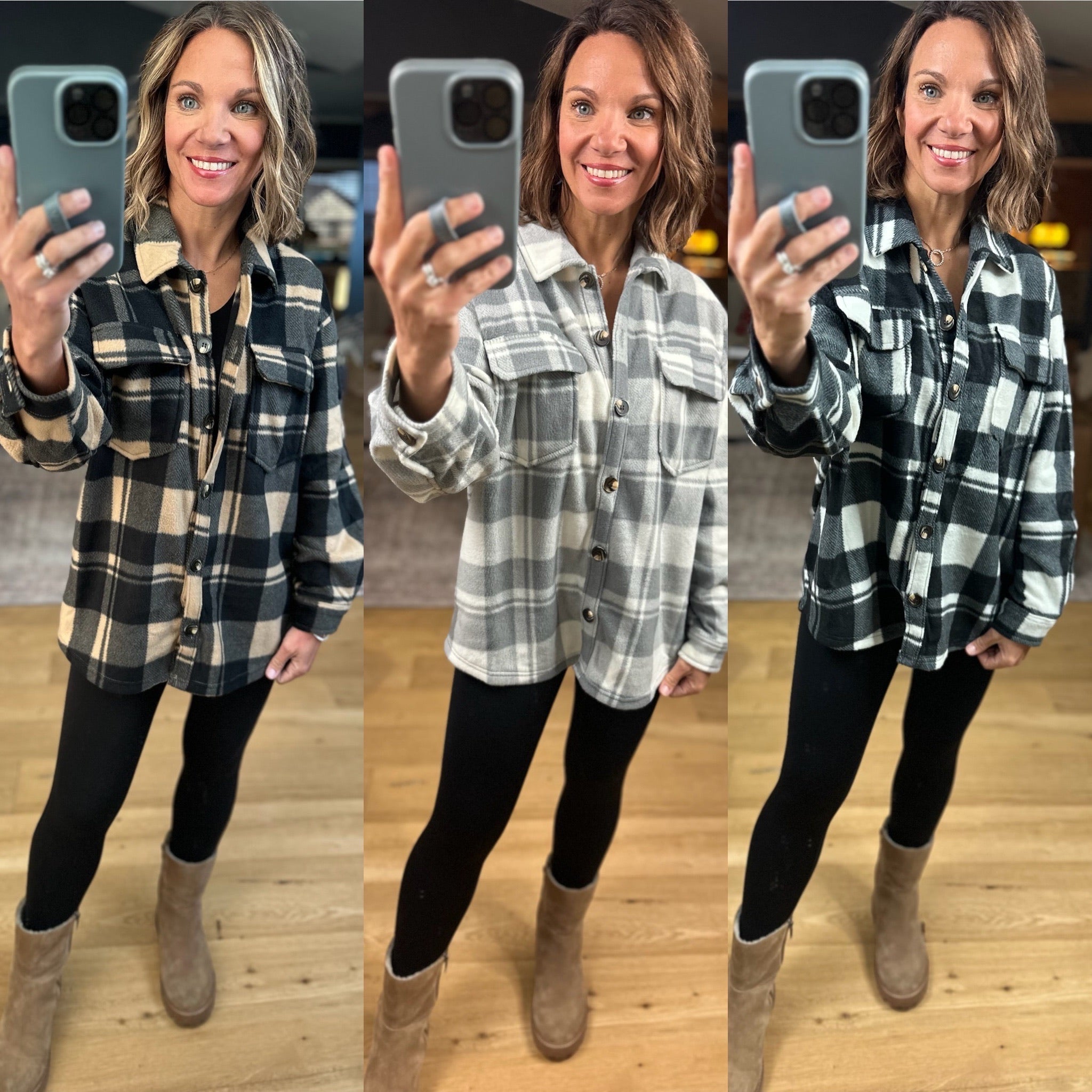 Pretty In Plaid Fleece Shacket-Sweaters-Active Basics-Anna Kaytes Boutique, Women's Fashion Boutique in Grinnell, Iowa