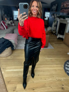 Take It Back Faux-Leather Skirt-Skirts-She & Sky-Anna Kaytes Boutique, Women's Fashion Boutique in Grinnell, Iowa