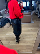 Take It Back Faux-Leather Skirt-Skirts-She & Sky-Anna Kaytes Boutique, Women's Fashion Boutique in Grinnell, Iowa