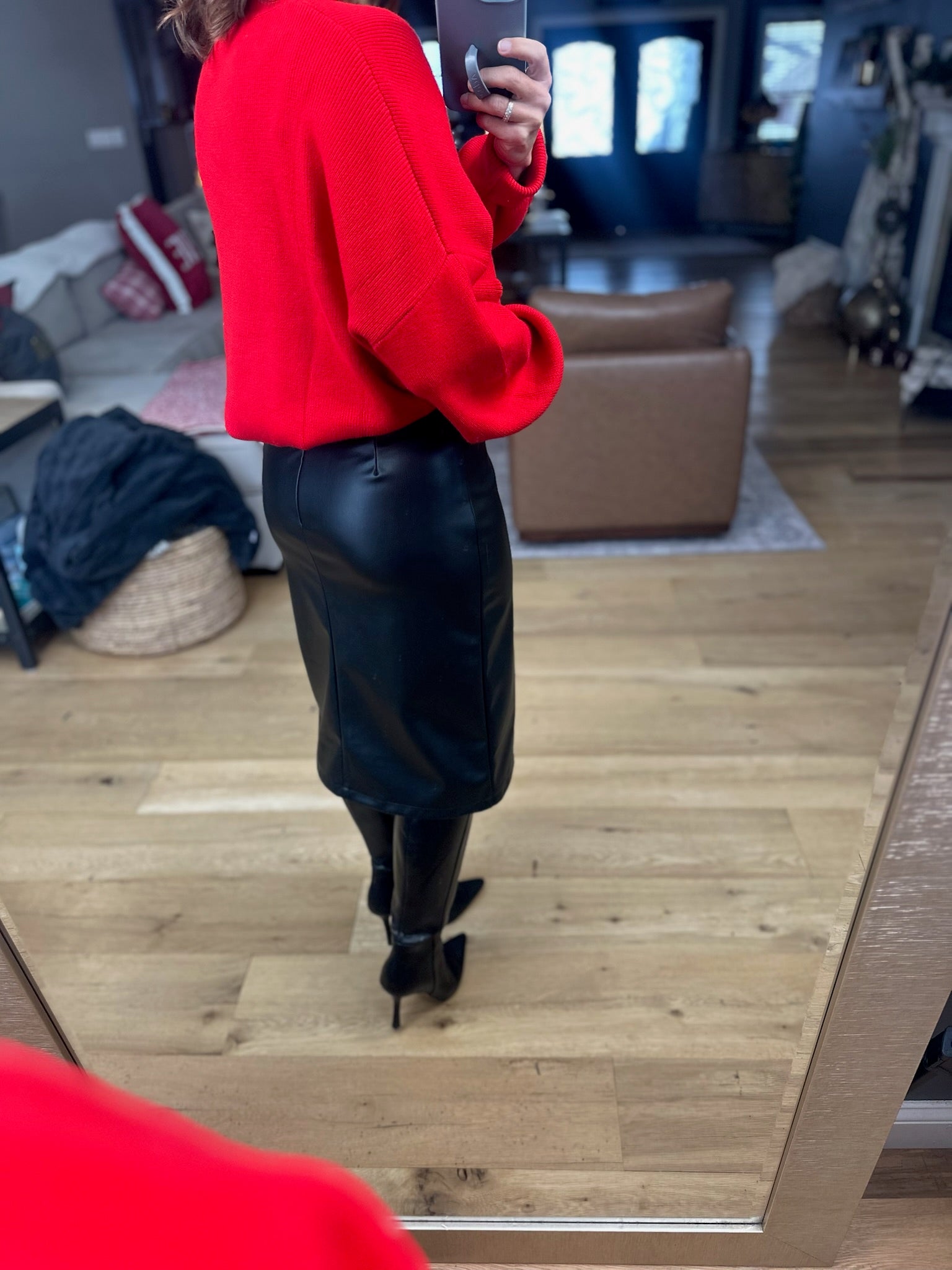 Take It Back Faux-Leather Skirt-Skirts-She & Sky-Anna Kaytes Boutique, Women's Fashion Boutique in Grinnell, Iowa