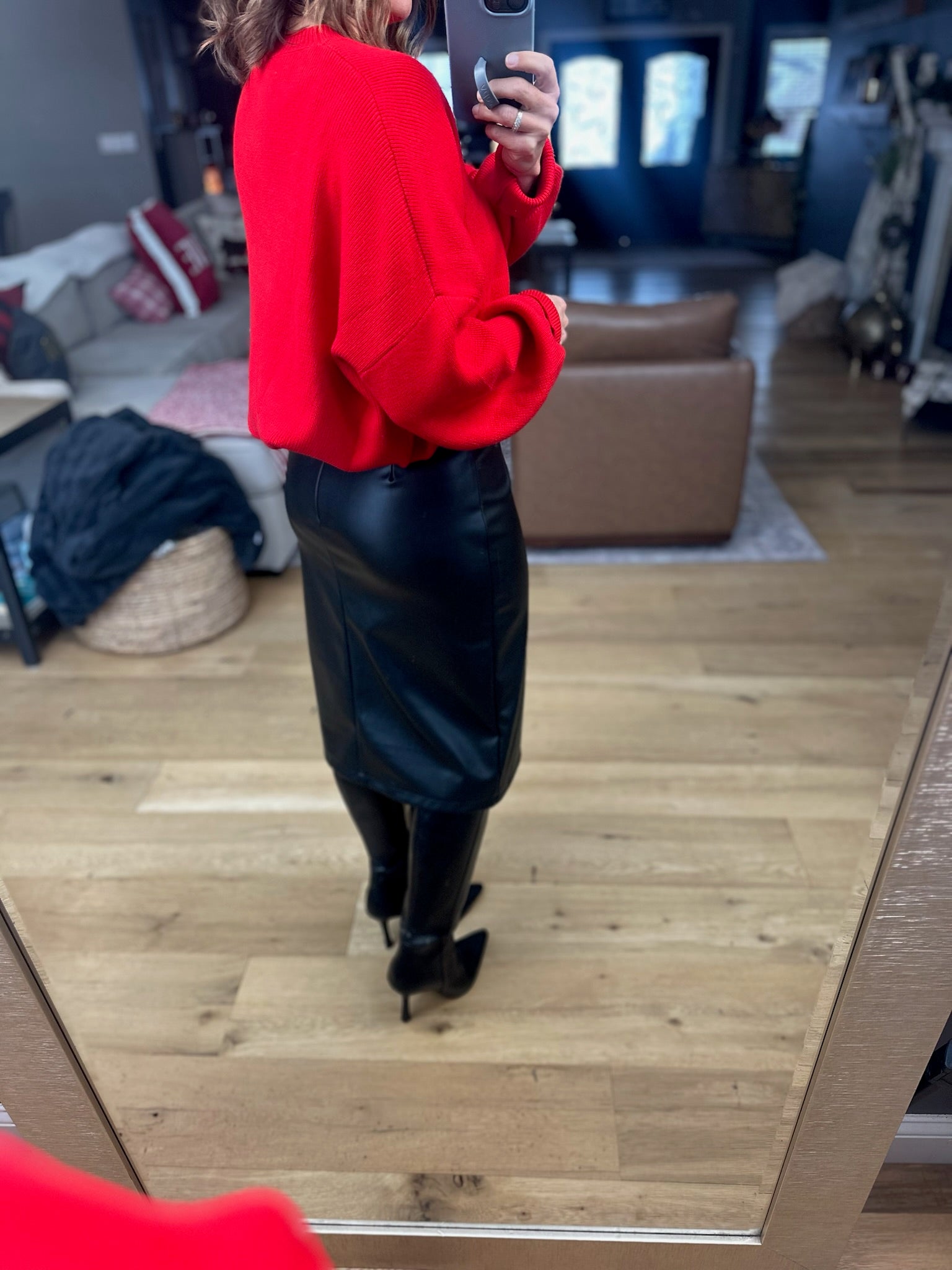 Take It Back Faux-Leather Skirt-Skirts-She & Sky-Anna Kaytes Boutique, Women's Fashion Boutique in Grinnell, Iowa