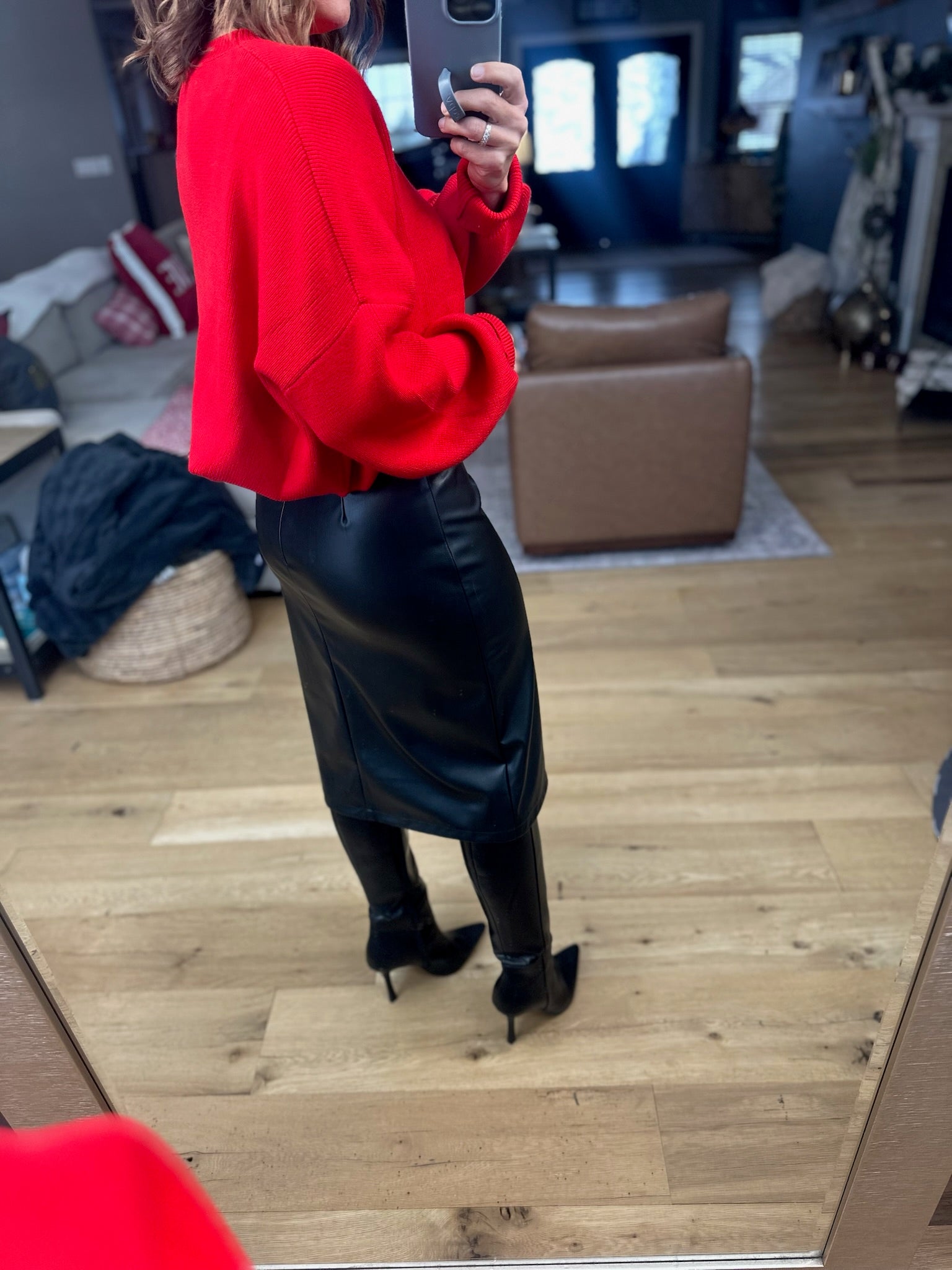 Take It Back Faux-Leather Skirt-Skirts-She & Sky-Anna Kaytes Boutique, Women's Fashion Boutique in Grinnell, Iowa