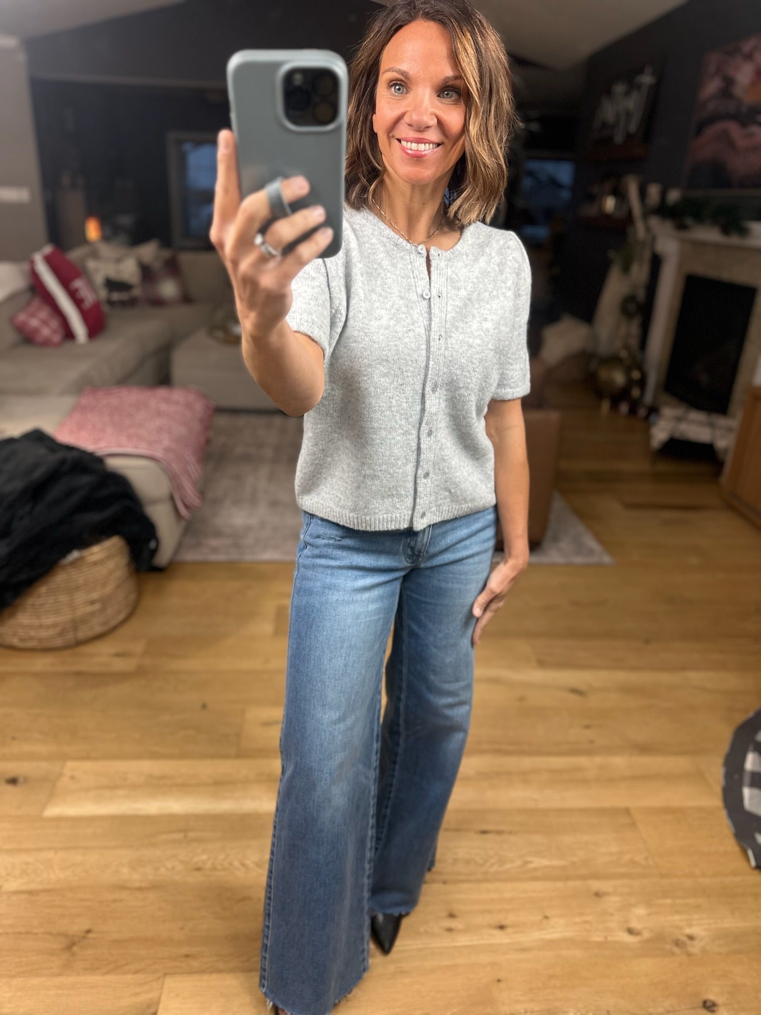 My Brave Side Short Sleeve Cardigan-Sweaters-& Merci-Anna Kaytes Boutique, Women's Fashion Boutique in Grinnell, Iowa