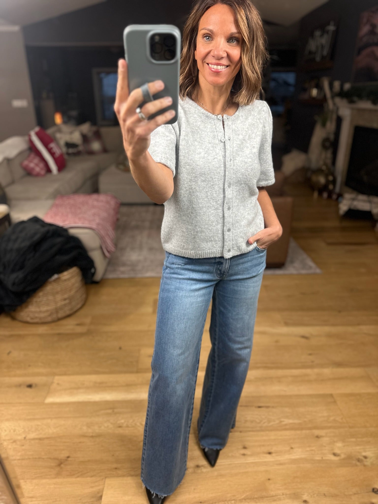 My Brave Side Short Sleeve Cardigan-Sweaters-& Merci-Anna Kaytes Boutique, Women's Fashion Boutique in Grinnell, Iowa