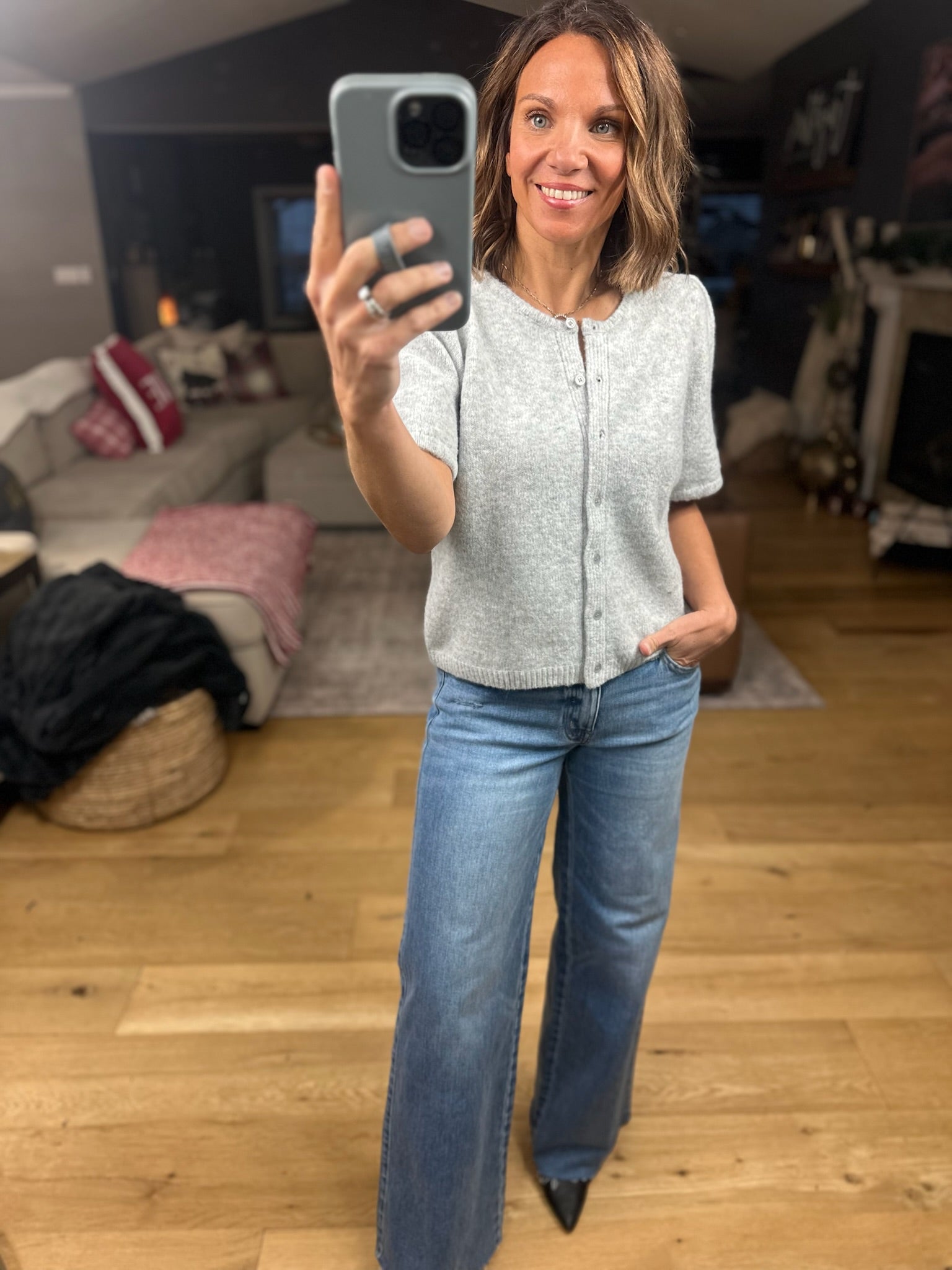 My Brave Side Short Sleeve Cardigan-Sweaters-& Merci-Anna Kaytes Boutique, Women's Fashion Boutique in Grinnell, Iowa