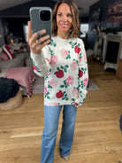 Kissed By A Rose Patterned Sweater-Sweaters-Vine & Love-Anna Kaytes Boutique, Women's Fashion Boutique in Grinnell, Iowa