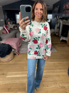 Kissed By A Rose Patterned Sweater-Sweaters-Vine & Love-Anna Kaytes Boutique, Women's Fashion Boutique in Grinnell, Iowa