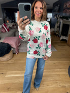 Kissed By A Rose Patterned Sweater-Sweaters-Vine & Love-Anna Kaytes Boutique, Women's Fashion Boutique in Grinnell, Iowa