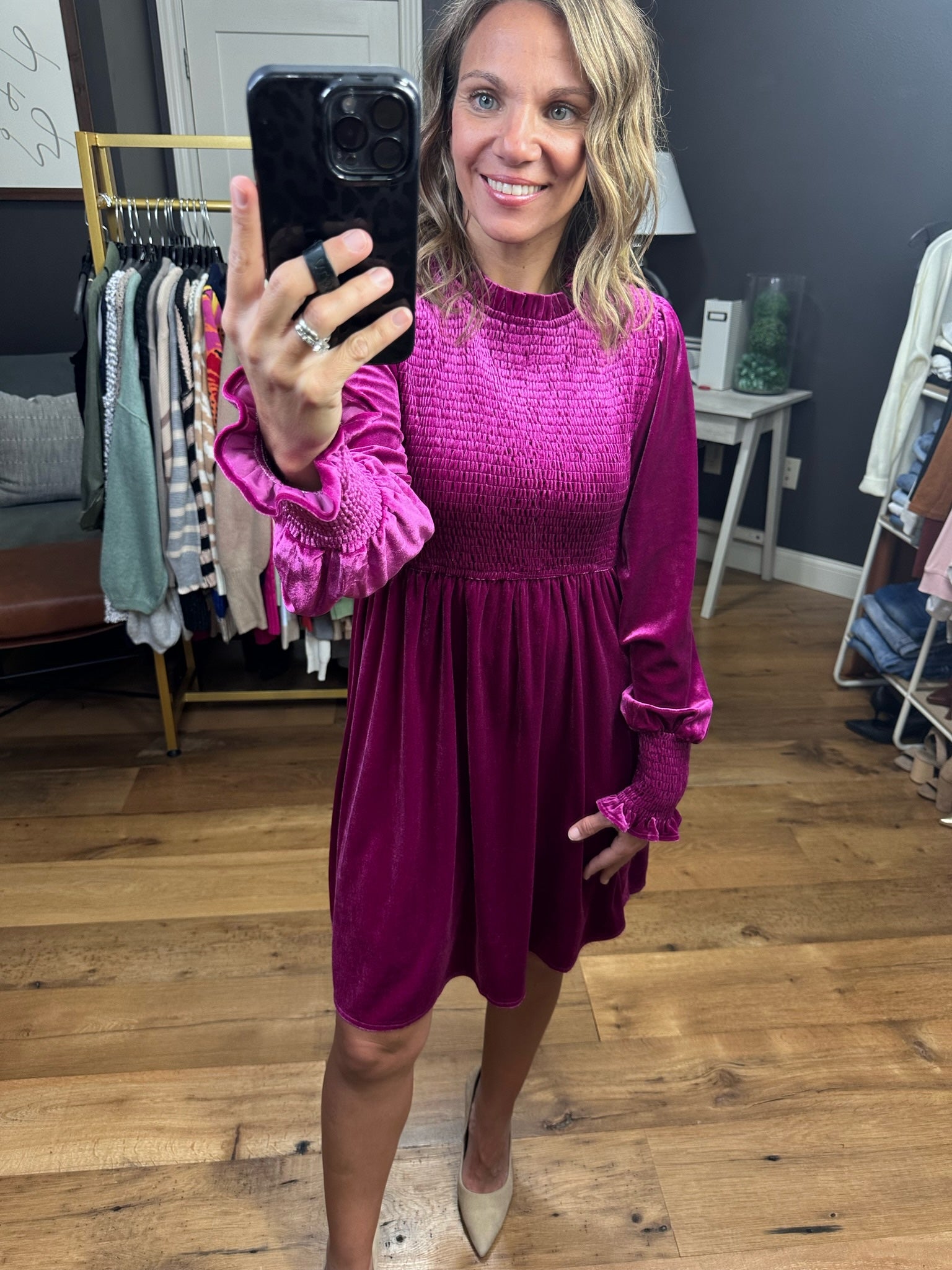 Lover Velour Long Sleeve Dress - Multiple Options-Dresses-Jodifl G10566-Anna Kaytes Boutique, Women's Fashion Boutique in Grinnell, Iowa