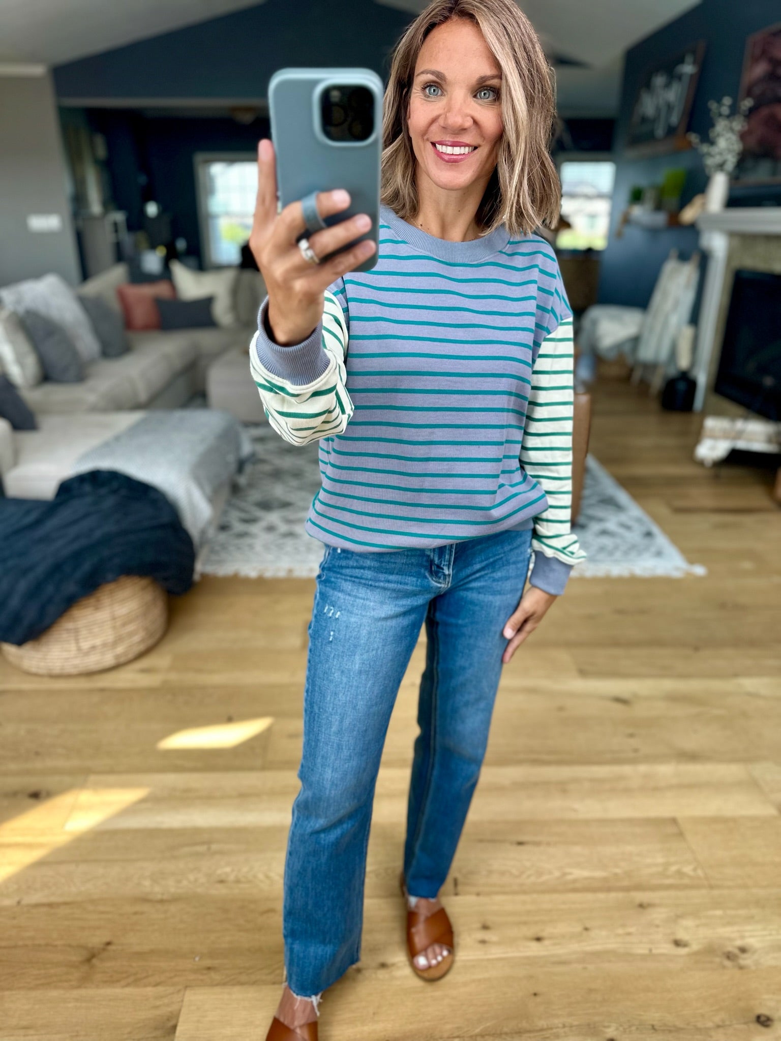 Better Days Ahead Striped Crewneck Sweatshirt-Staccato-Anna Kaytes Boutique, Women's Fashion Boutique in Grinnell, Iowa