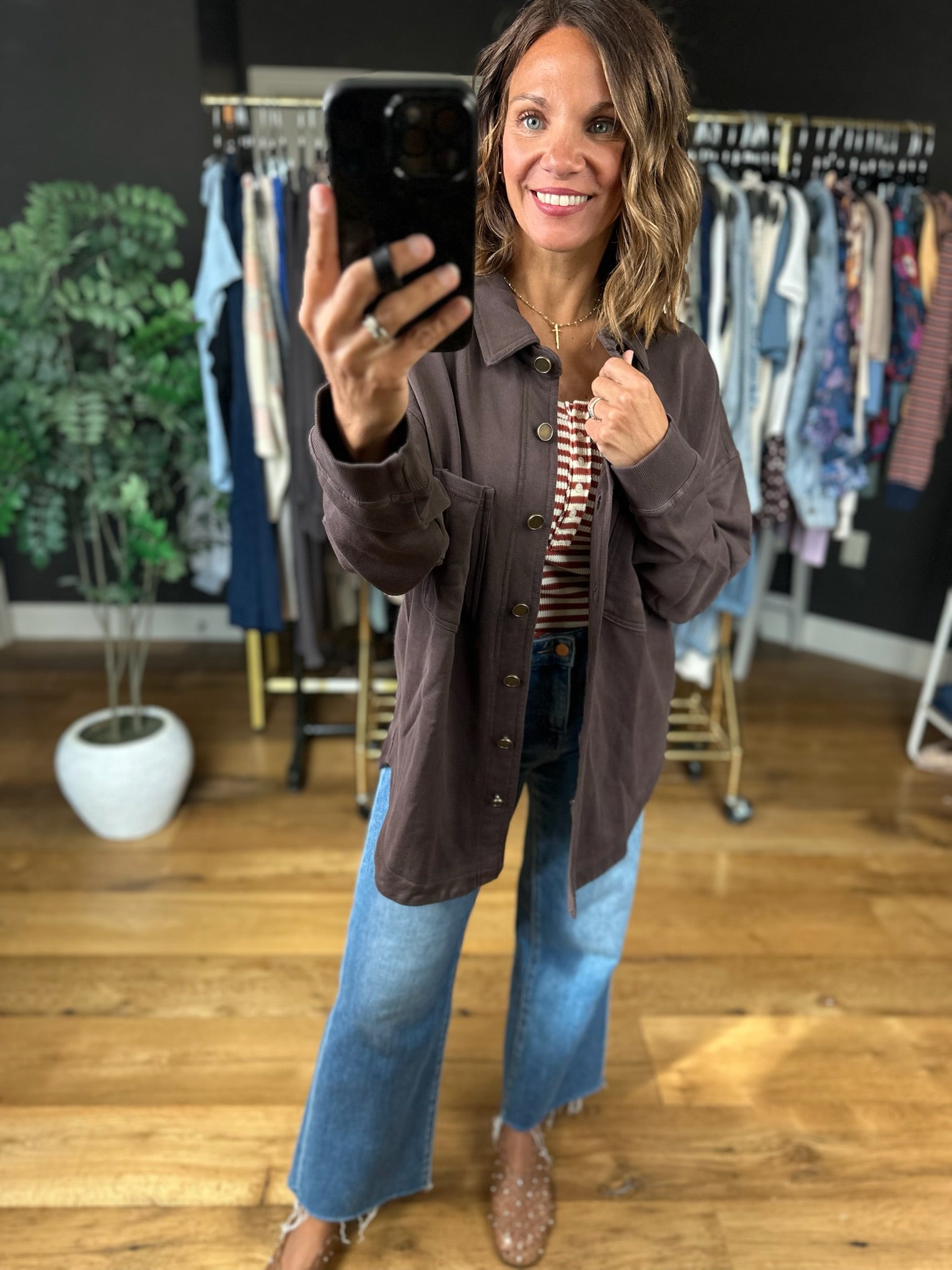 Falling Fast Button Shacket-Jackets-Mono B-Anna Kaytes Boutique, Women's Fashion Boutique in Grinnell, Iowa