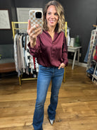 In The Wine Spirits Button-Down Top - Plum-Skies Are Blue-Anna Kaytes Boutique, Women's Fashion Boutique in Grinnell, Iowa