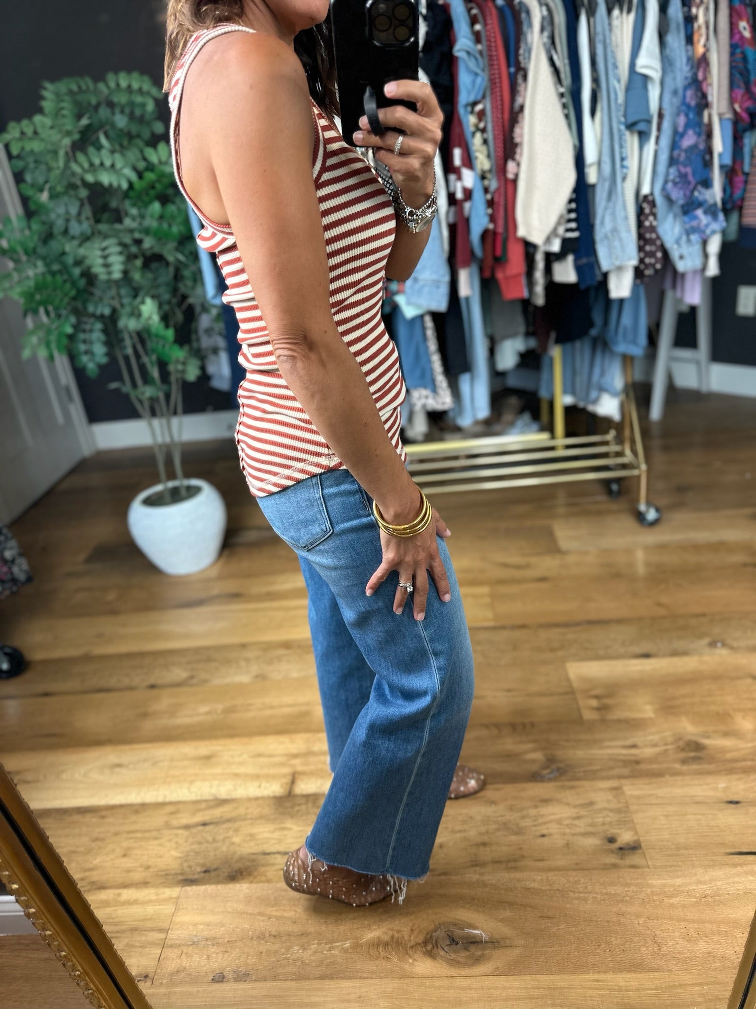 Nothing New Striped Henley Tank-Sleeveless-Very J-Anna Kaytes Boutique, Women's Fashion Boutique in Grinnell, Iowa