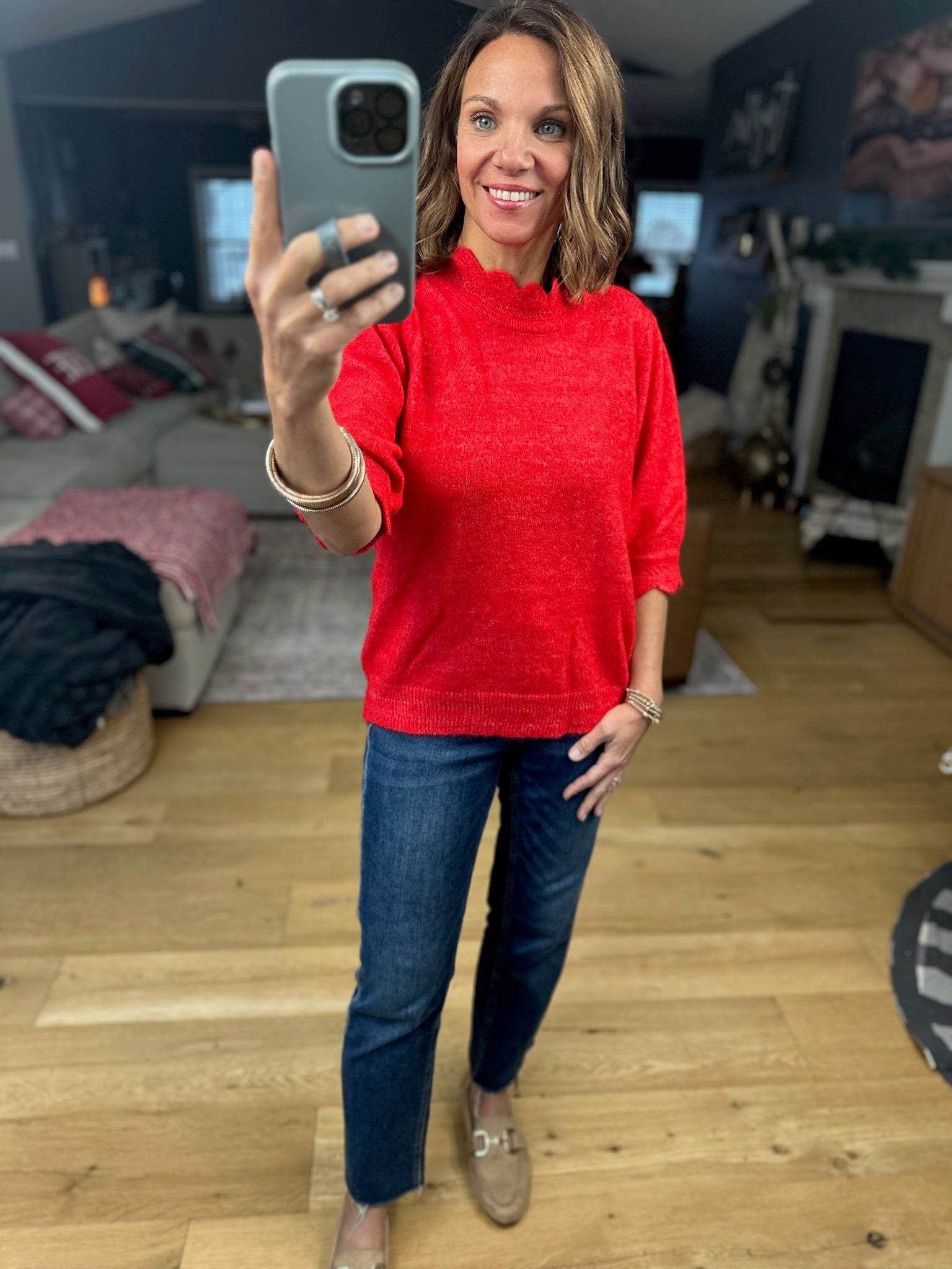 Close To Heaven Scalloped Knit Top-Sweaters-Vine & Love-Anna Kaytes Boutique, Women's Fashion Boutique in Grinnell, Iowa