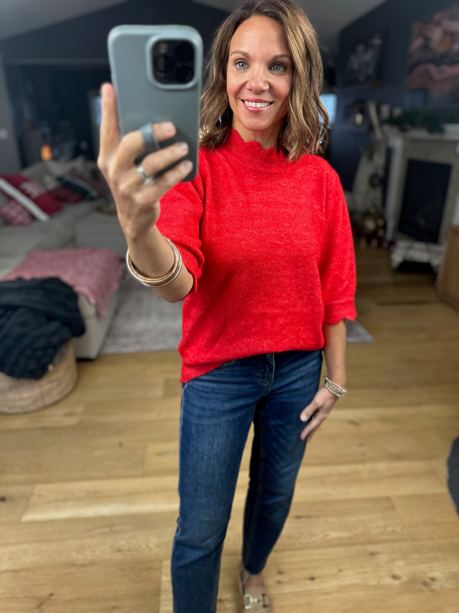 Close To Heaven Scalloped Knit Top-Sweaters-Vine & Love-Anna Kaytes Boutique, Women's Fashion Boutique in Grinnell, Iowa