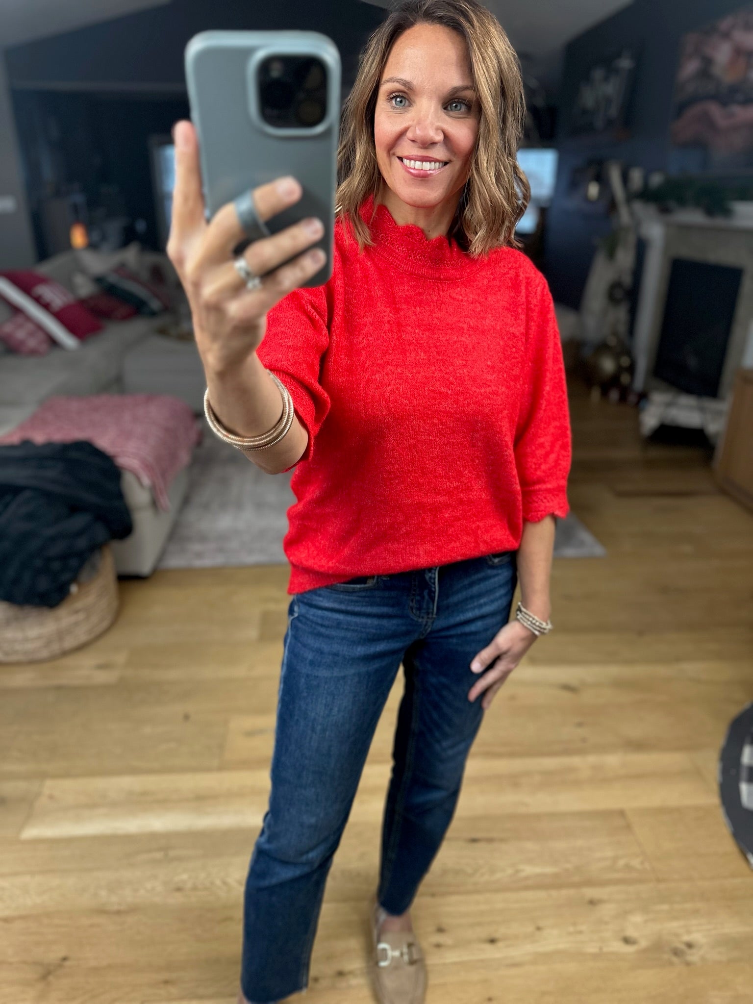 Close To Heaven Scalloped Knit Top-Sweaters-Vine & Love-Anna Kaytes Boutique, Women's Fashion Boutique in Grinnell, Iowa