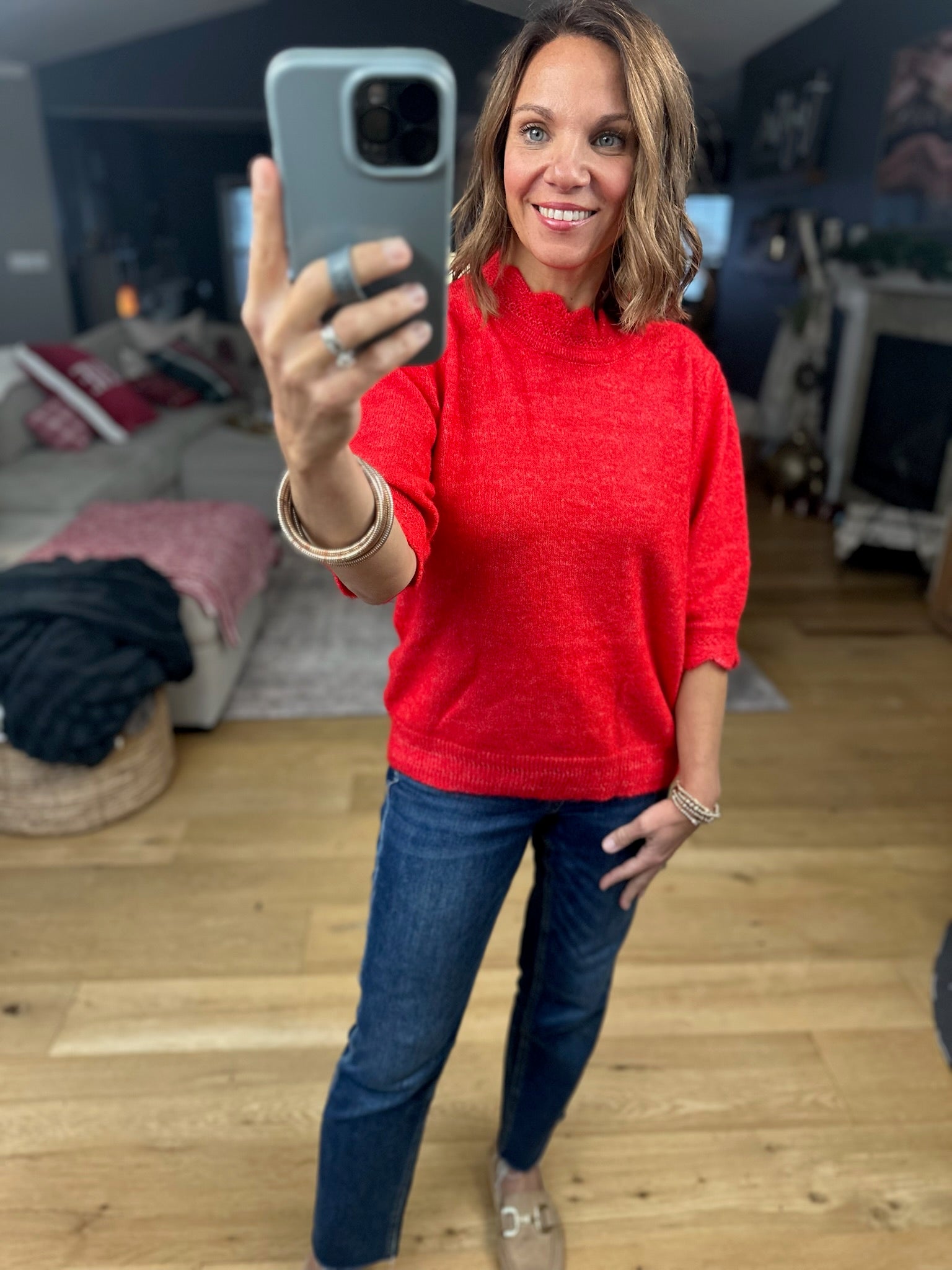 Close To Heaven Scalloped Knit Top-Sweaters-Vine & Love-Anna Kaytes Boutique, Women's Fashion Boutique in Grinnell, Iowa