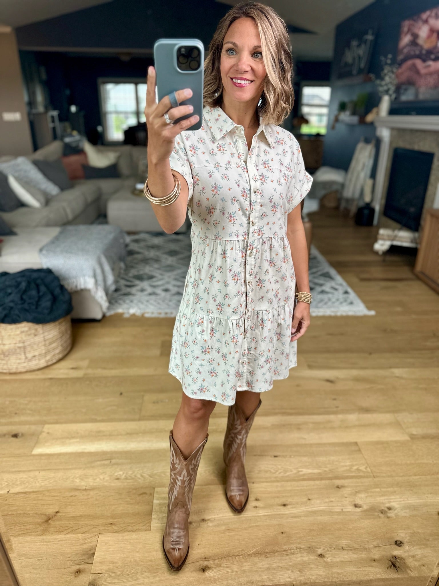Back In The Country Floral Button-Down Dress-Wishlist-Anna Kaytes Boutique, Women's Fashion Boutique in Grinnell, Iowa