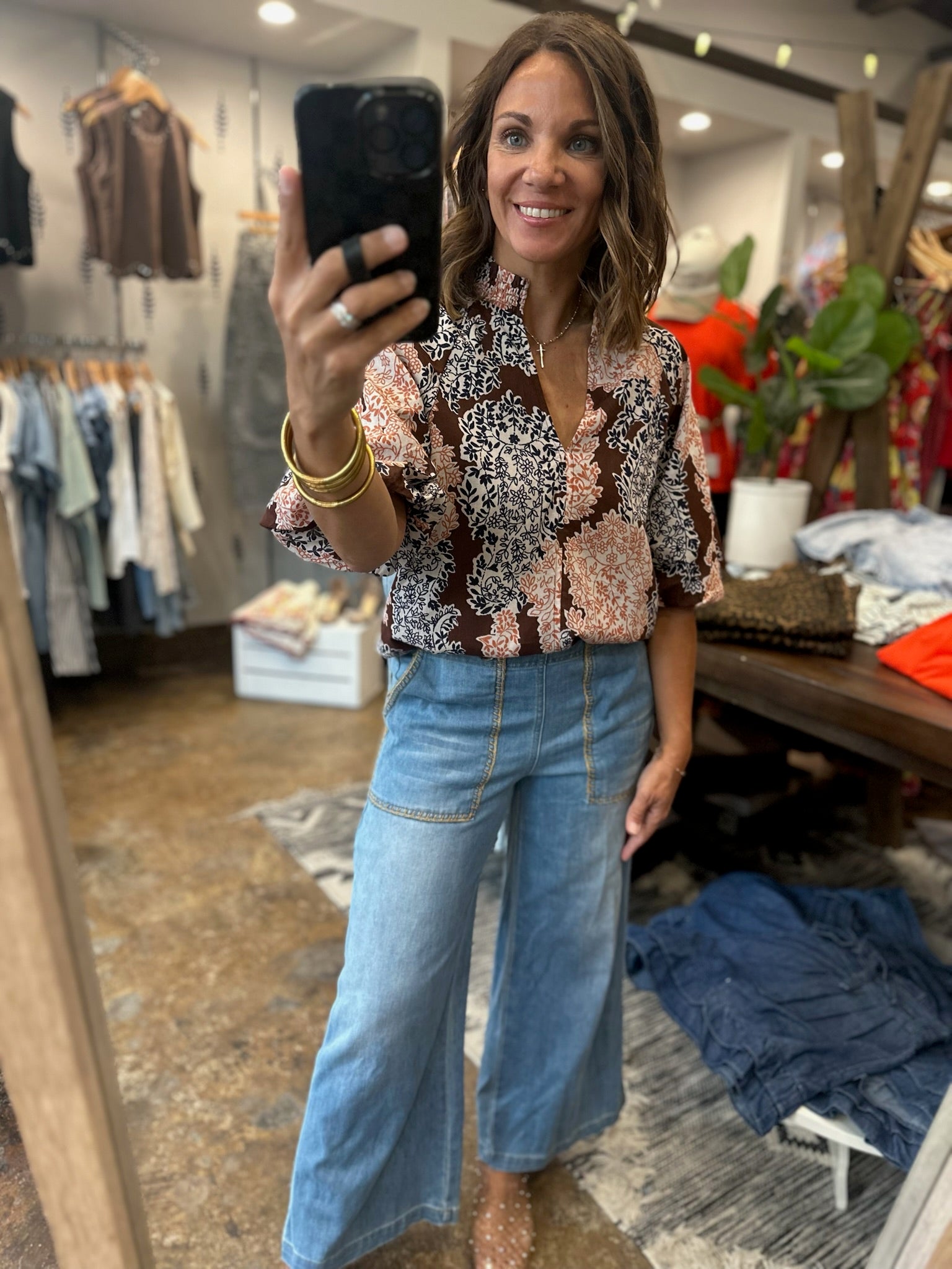 Colors Changing Floral Top-Short Sleeves-THML-Anna Kaytes Boutique, Women's Fashion Boutique in Grinnell, Iowa
