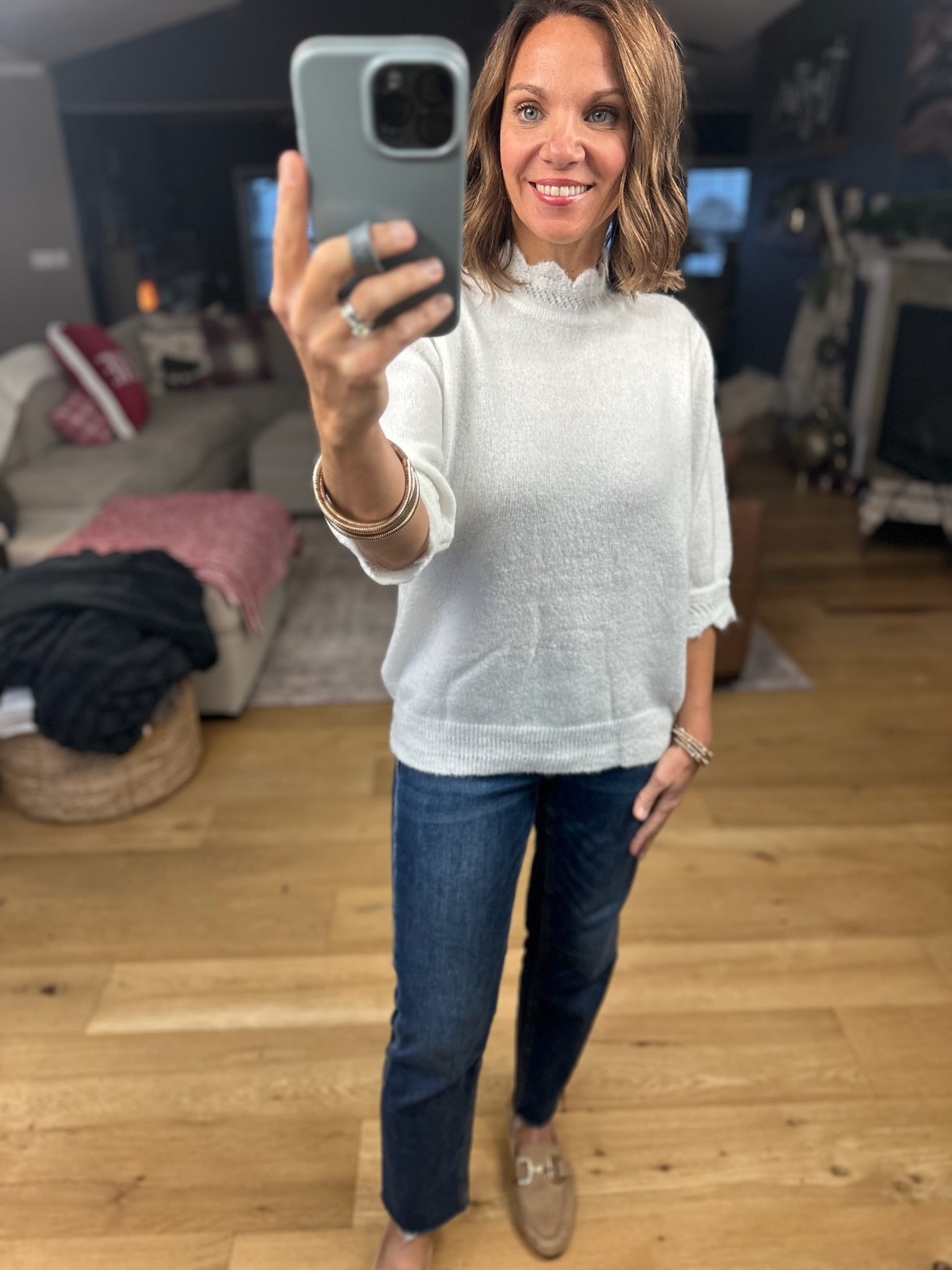 Close To Heaven Scalloped Knit Top-Sweaters-Vine & Love-Anna Kaytes Boutique, Women's Fashion Boutique in Grinnell, Iowa