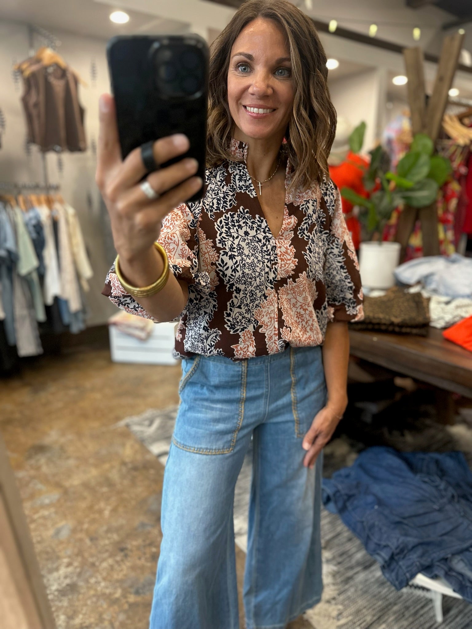 Colors Changing Floral Top-Short Sleeves-THML-Anna Kaytes Boutique, Women's Fashion Boutique in Grinnell, Iowa