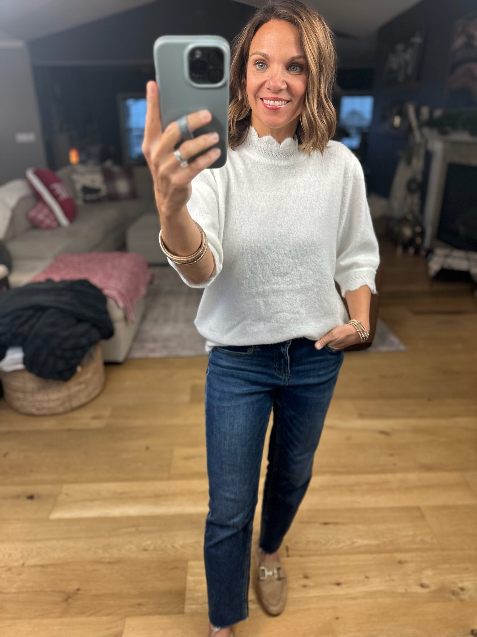 Close To Heaven Scalloped Knit Top-Sweaters-Vine & Love-Anna Kaytes Boutique, Women's Fashion Boutique in Grinnell, Iowa