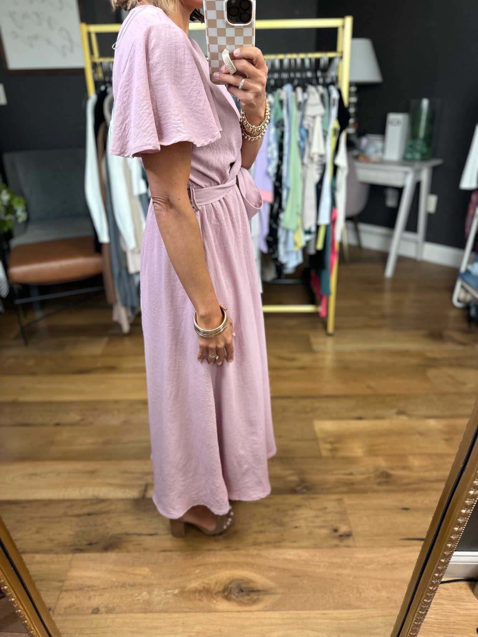 My Way In Tie-Waist Midi Dress - Dusty Pink-Be Cool-Anna Kaytes Boutique, Women's Fashion Boutique in Grinnell, Iowa