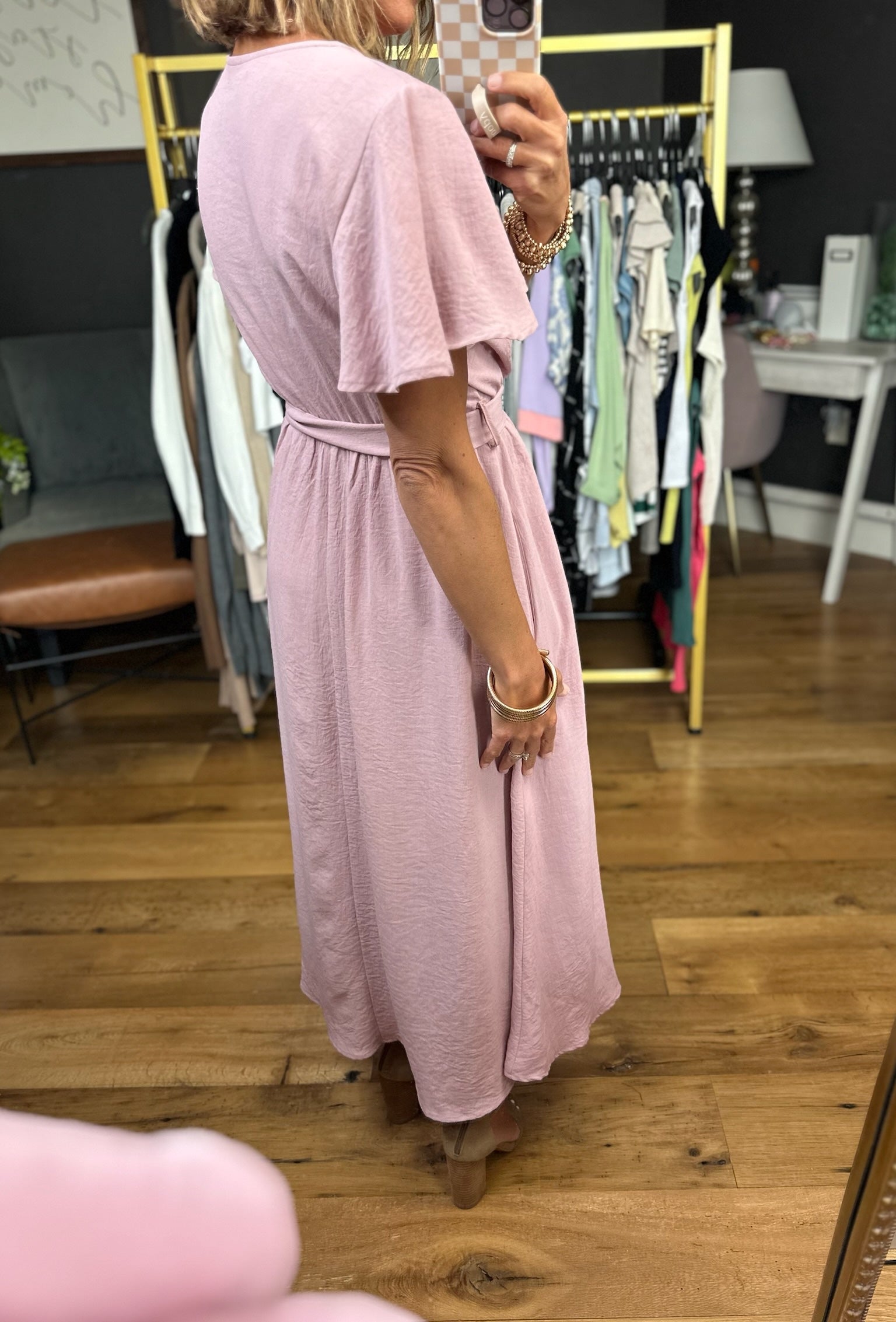 My Way In Tie-Waist Midi Dress - Dusty Pink-Be Cool-Anna Kaytes Boutique, Women's Fashion Boutique in Grinnell, Iowa