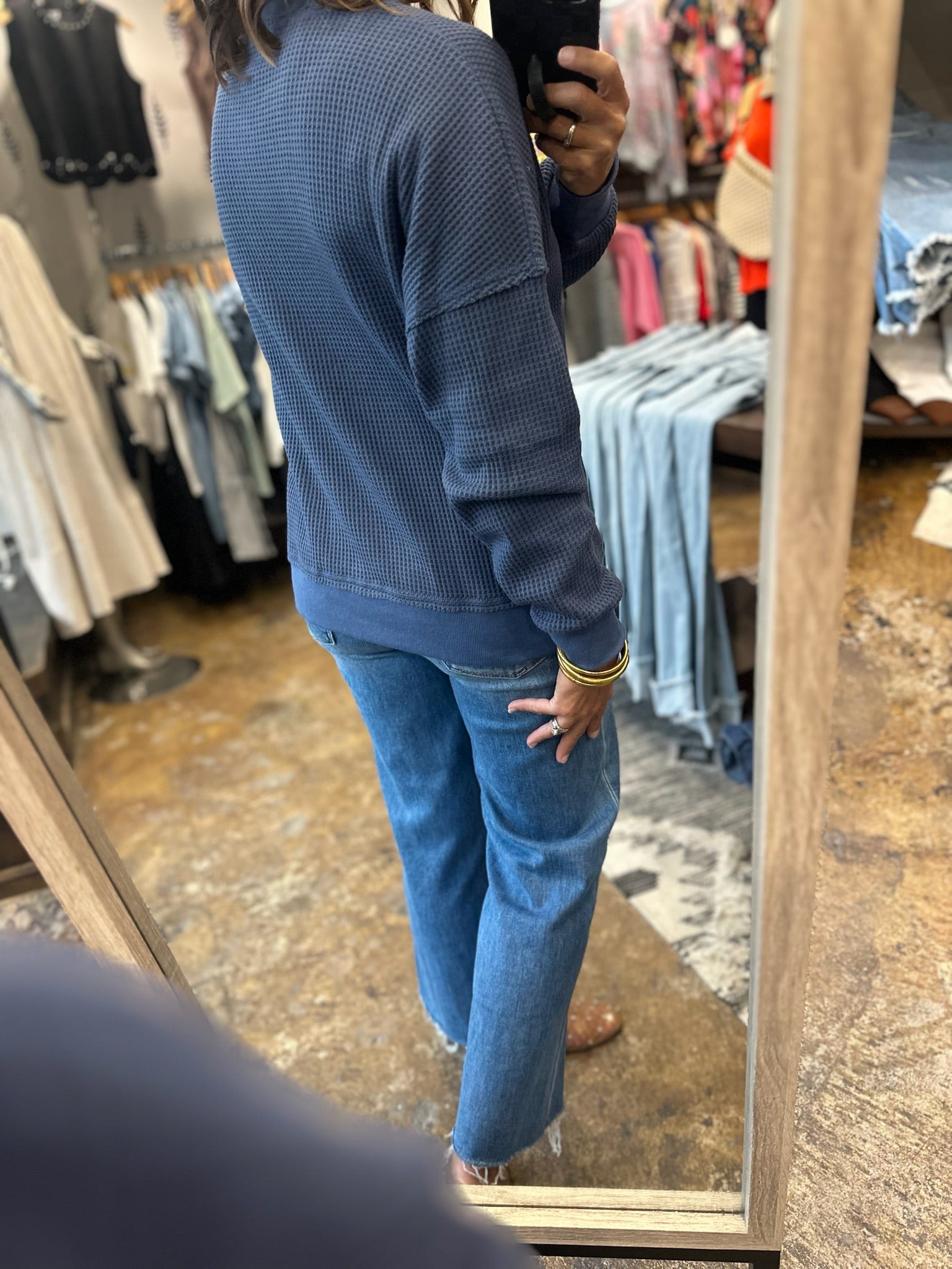 In A Fall State Waffle Long-Sleeve-Long Sleeves-Staccato-Anna Kaytes Boutique, Women's Fashion Boutique in Grinnell, Iowa