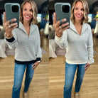Think Of Me Textured Pullover (PRE-ORDER FOR BLACK/WHITE TO SHIP ETA 11/17; HEATHER GREY IN STOCK)-sweater-Doe & Rae-Anna Kaytes Boutique, Women's Fashion Boutique in Grinnell, Iowa