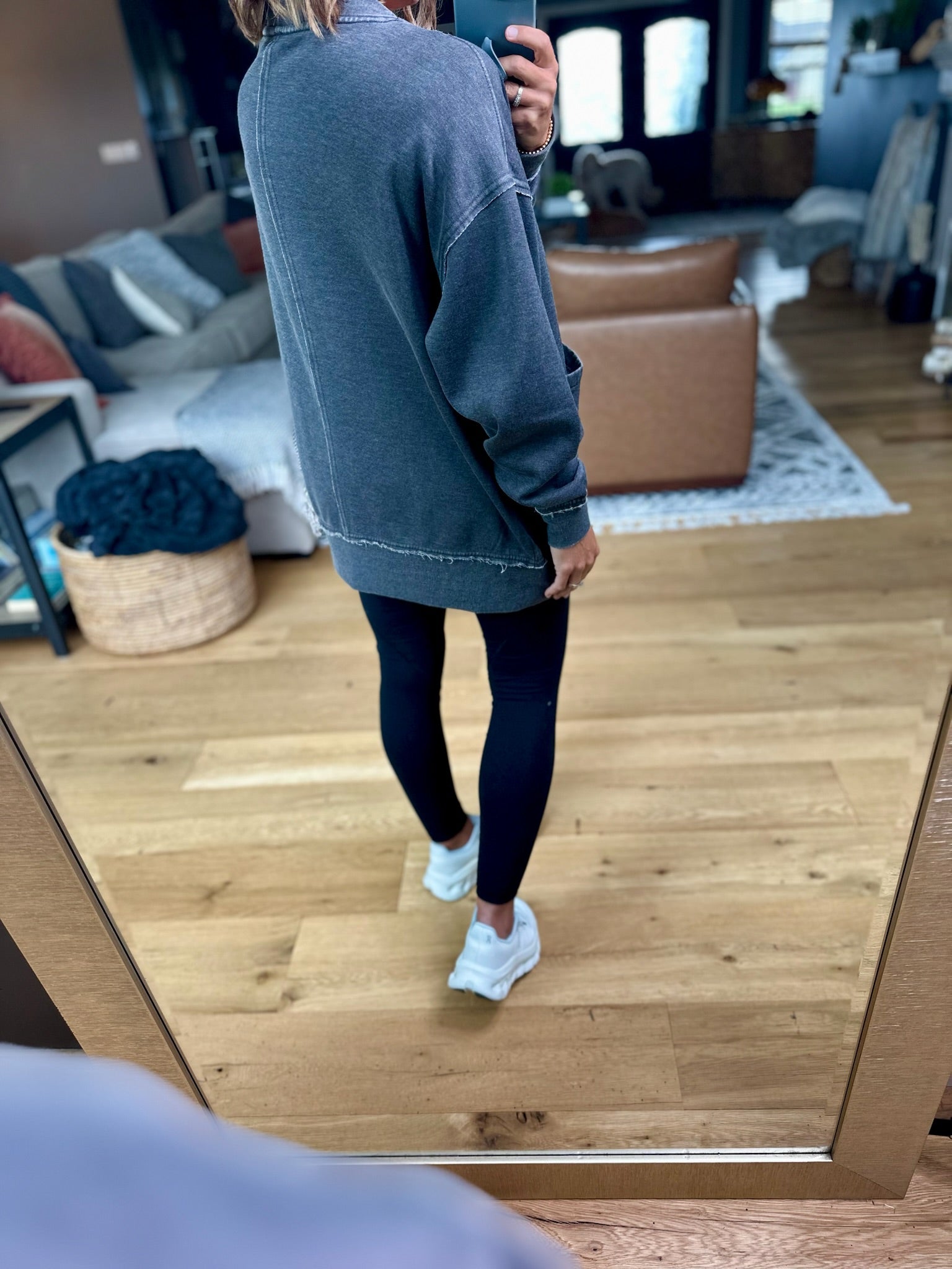 Heading Out Sweatshirt Cardigan-Mono B-Anna Kaytes Boutique, Women's Fashion Boutique in Grinnell, Iowa