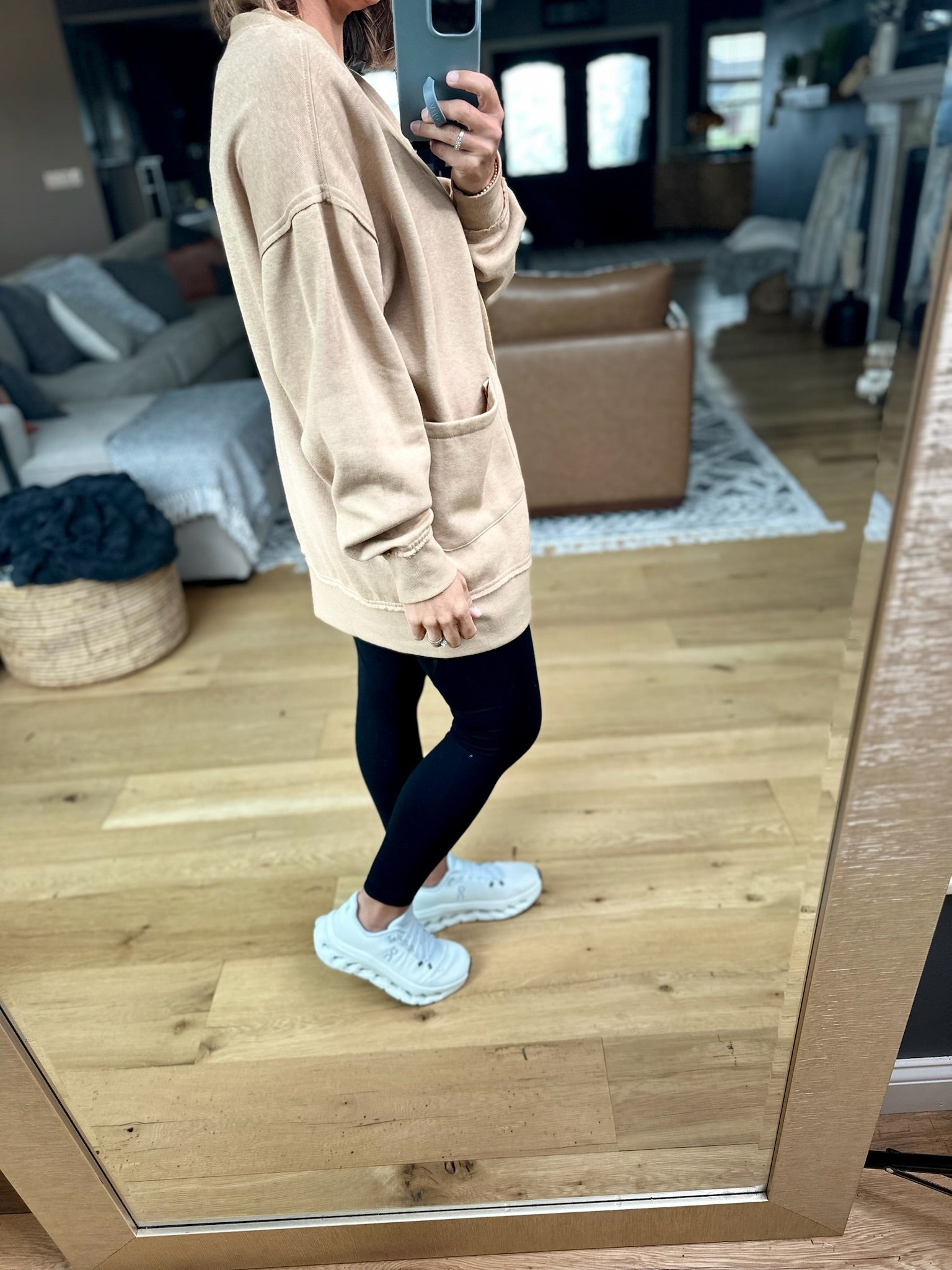 Heading Out Sweatshirt Cardigan-Mono B-Anna Kaytes Boutique, Women's Fashion Boutique in Grinnell, Iowa