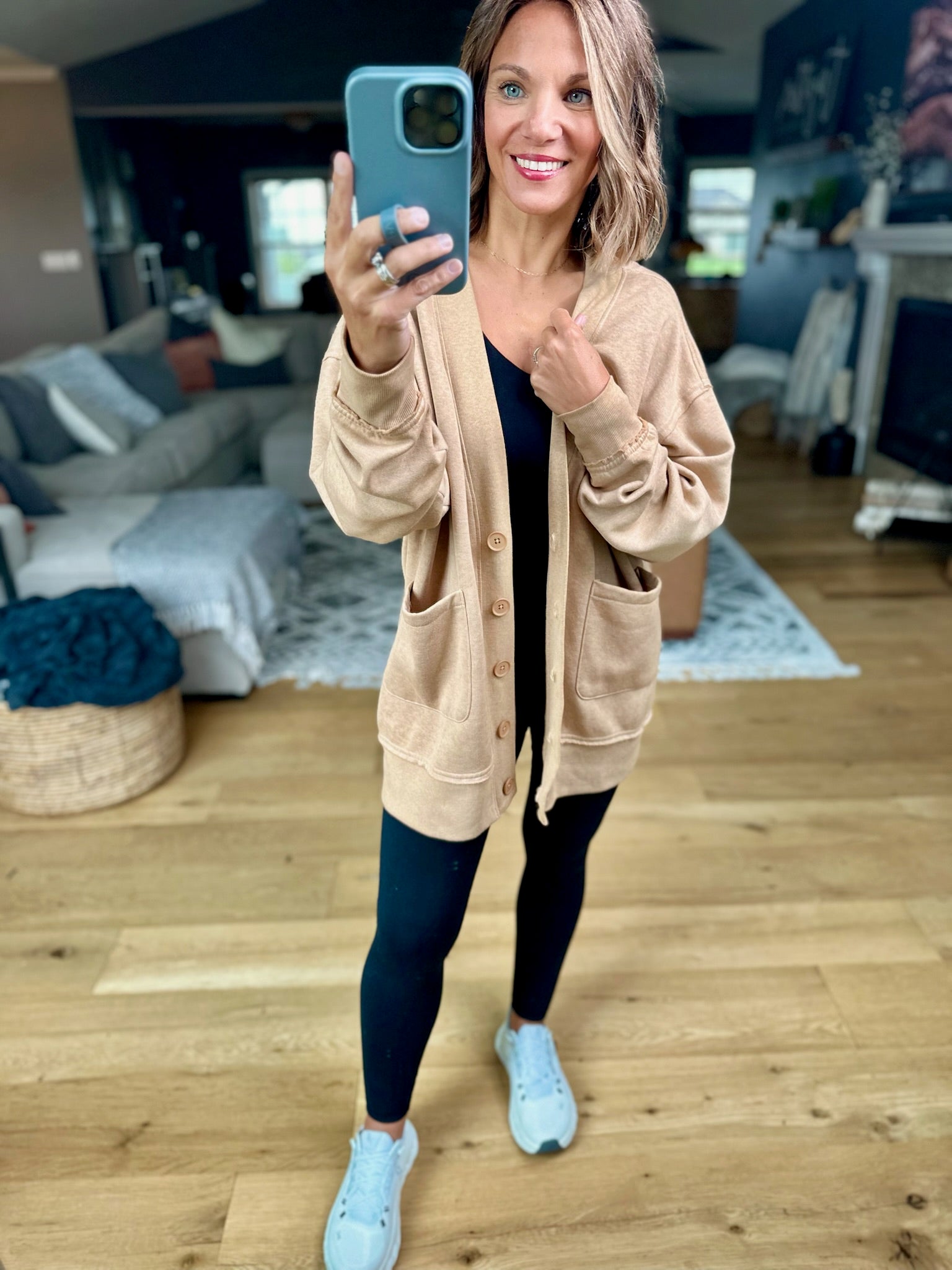 Heading Out Sweatshirt Cardigan-Mono B-Anna Kaytes Boutique, Women's Fashion Boutique in Grinnell, Iowa