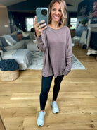 Make It Happen Waffle Long Sleeve Top-Mono B-Anna Kaytes Boutique, Women's Fashion Boutique in Grinnell, Iowa